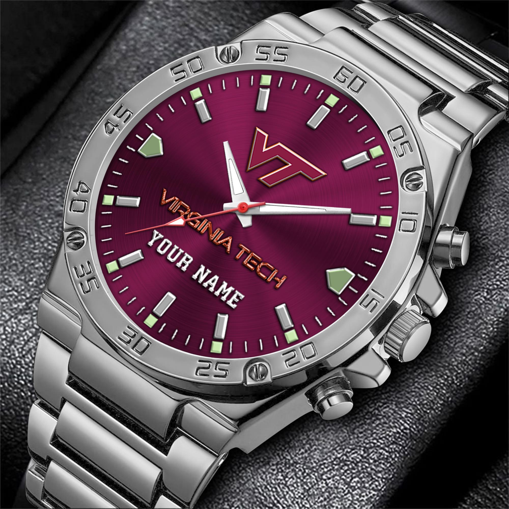 Alternative view of Virginia Tech Hokies Men's Watch Custom Your Name, Sport Men Watch, FootBall Fan Gifts EHIVM-04051644