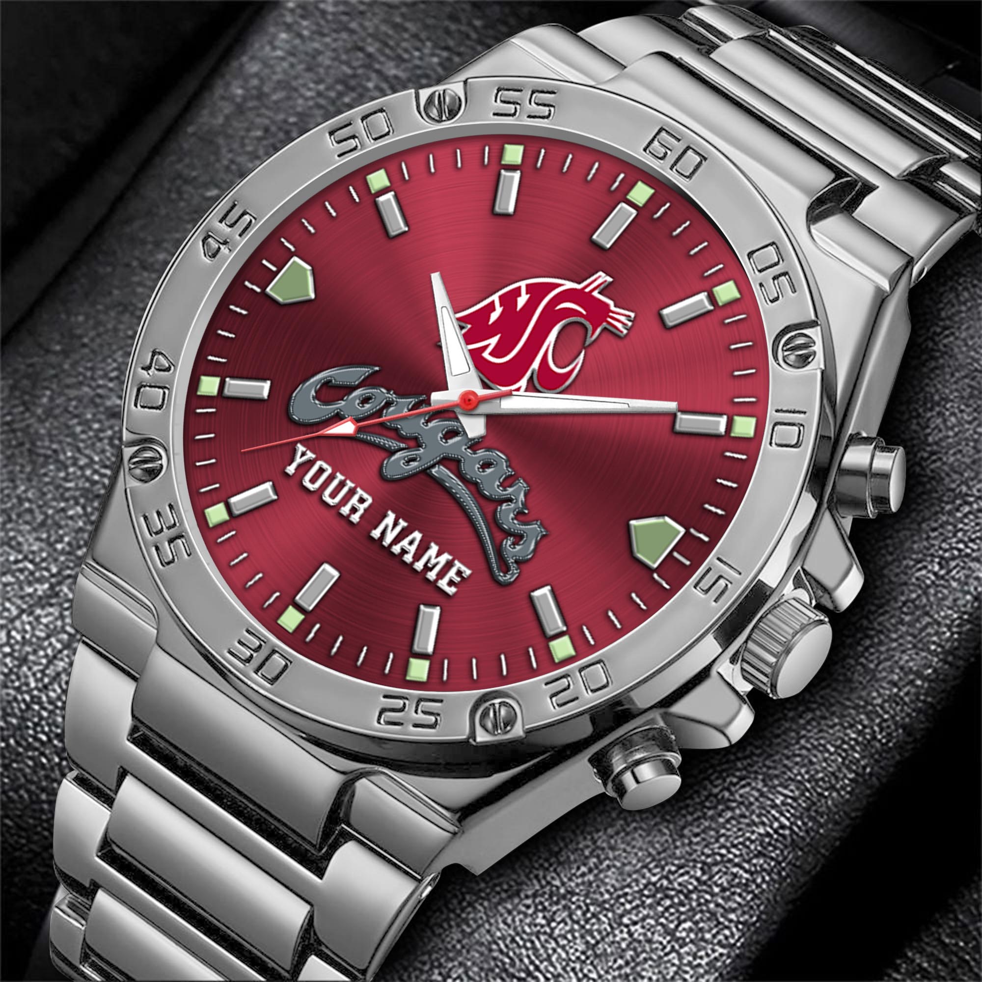 Alternative view of Washington State Cougars Men's Watch Custom Your Name, Sport Men Watch, FootBall Fan Gifts EHIVM-04051644