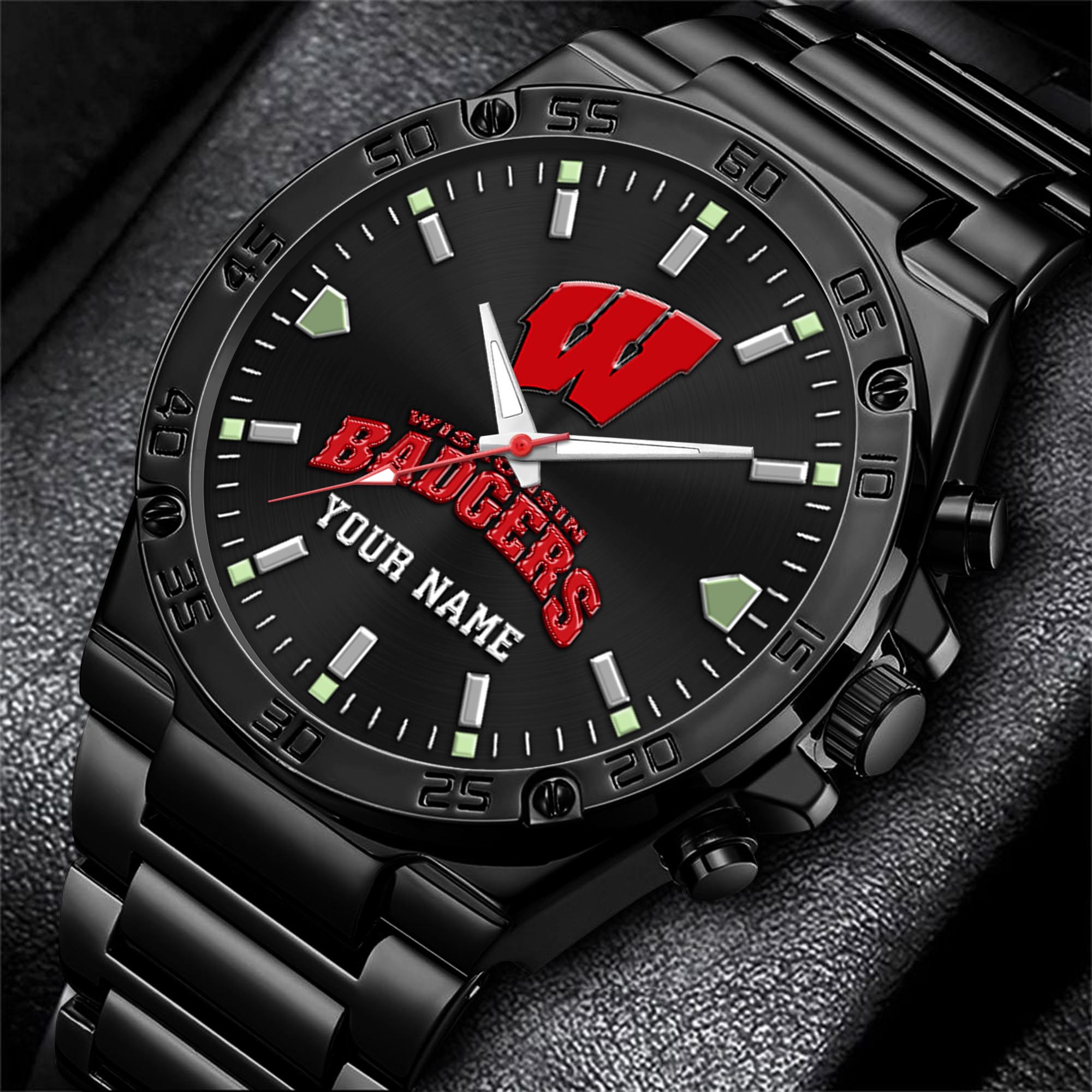 Wisconsin Badgers Men's Watch Custom Your Name, Sport Men Watch, FootBall Fan Gifts EHIVM-04051644