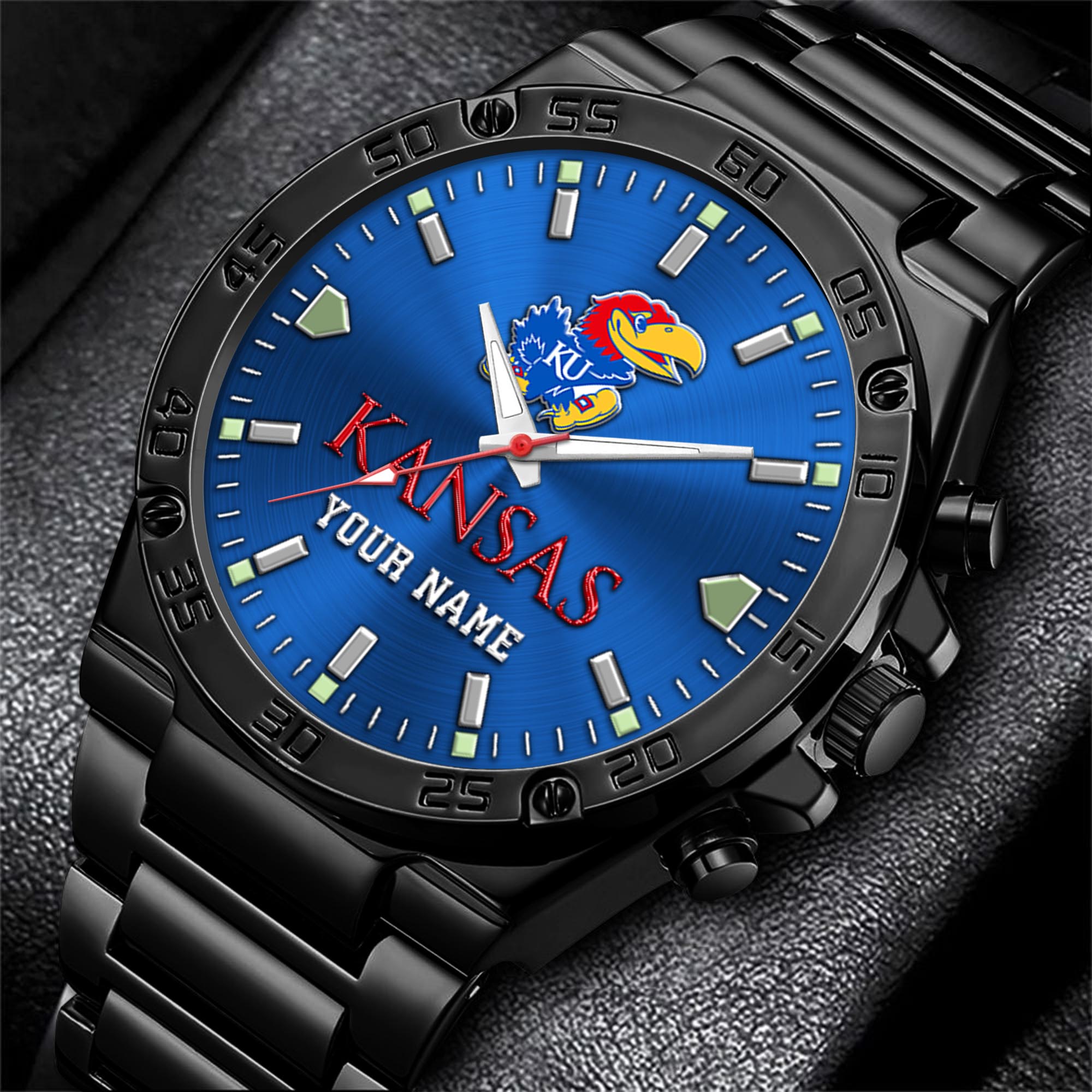 Kansas Jayhawks Men's Watch Custom Your Name, Sport Men Watch, FootBall Fan Gifts EHIVM-04051644