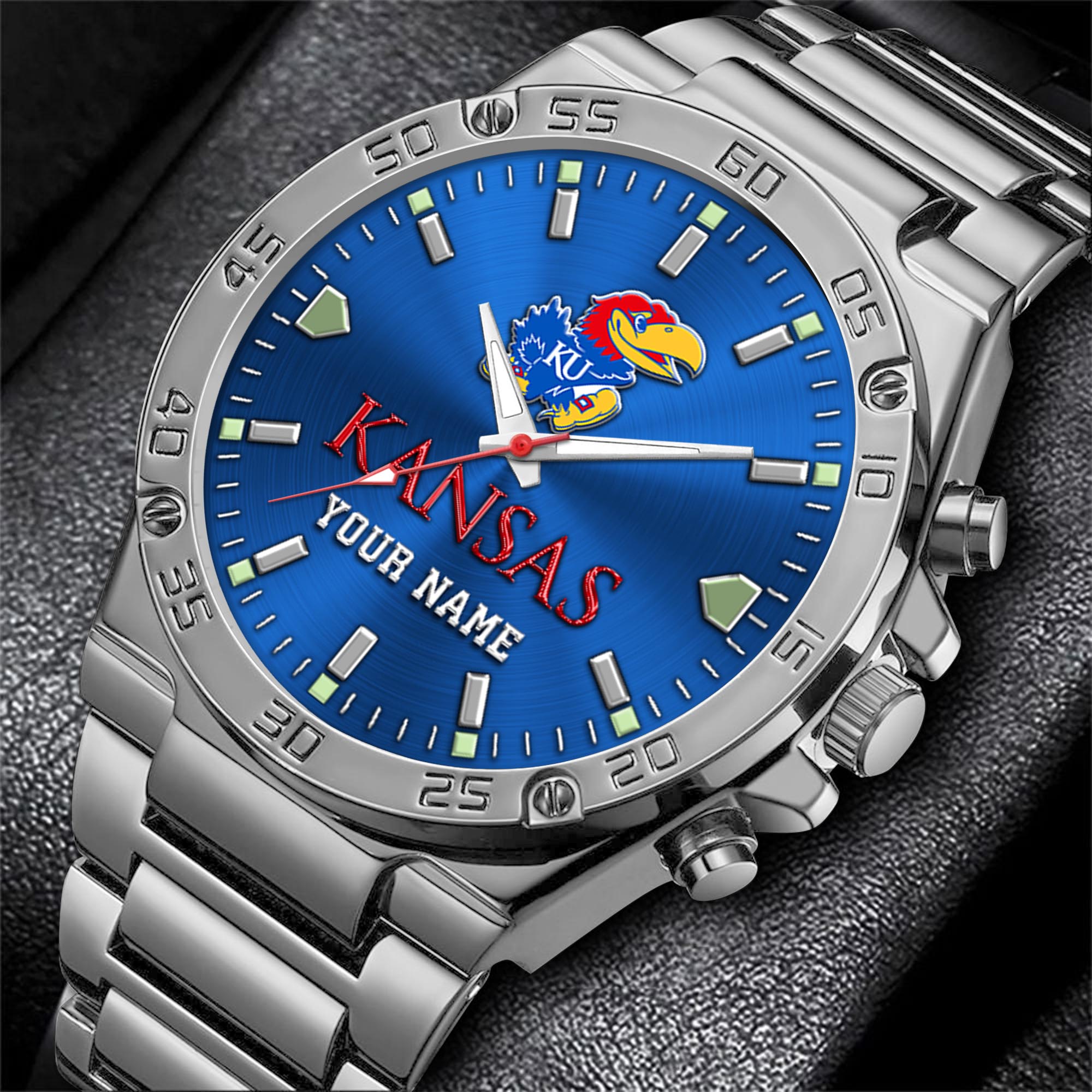 Alternative view of Kansas Jayhawks Men's Watch Custom Your Name, Sport Men Watch, FootBall Fan Gifts EHIVM-04051644