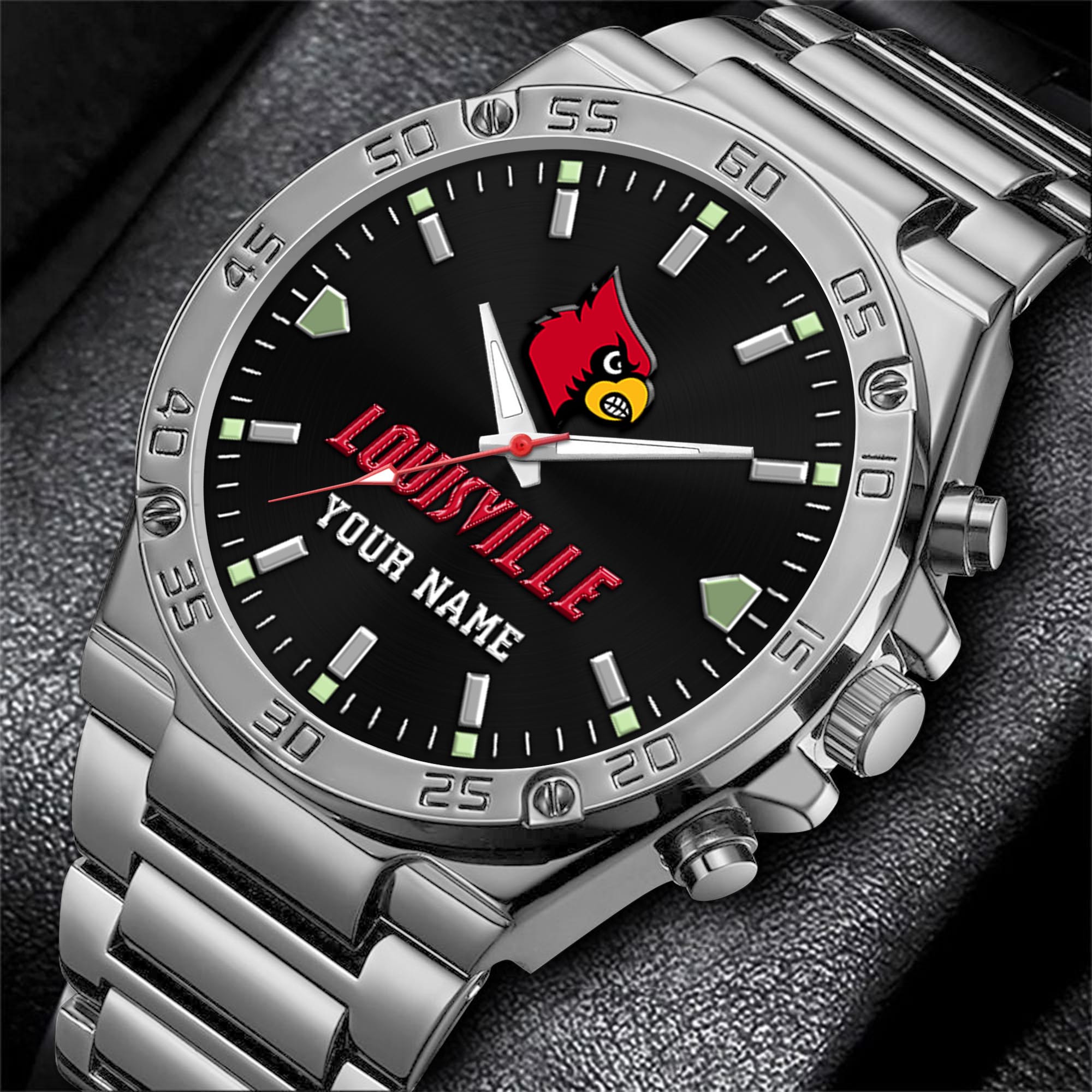 Alternative view of Louisville Cardinals Men's Watch Custom Your Name, Sport Men Watch, FootBall Fan Gifts EHIVM-04051644