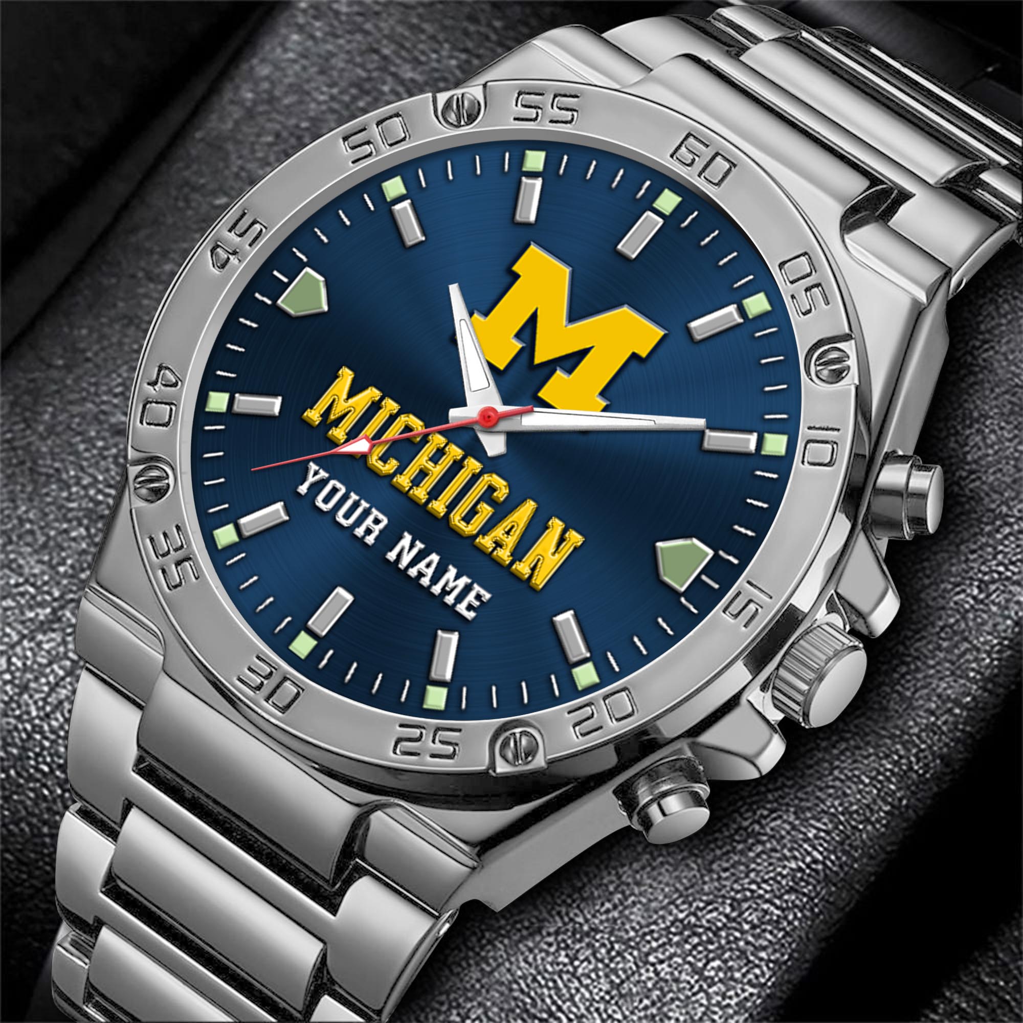 Alternative view of Michigan Wolverines Men's Watch Custom Your Name, Sport Men Watch, FootBall Fan Gifts EHIVM-04051644