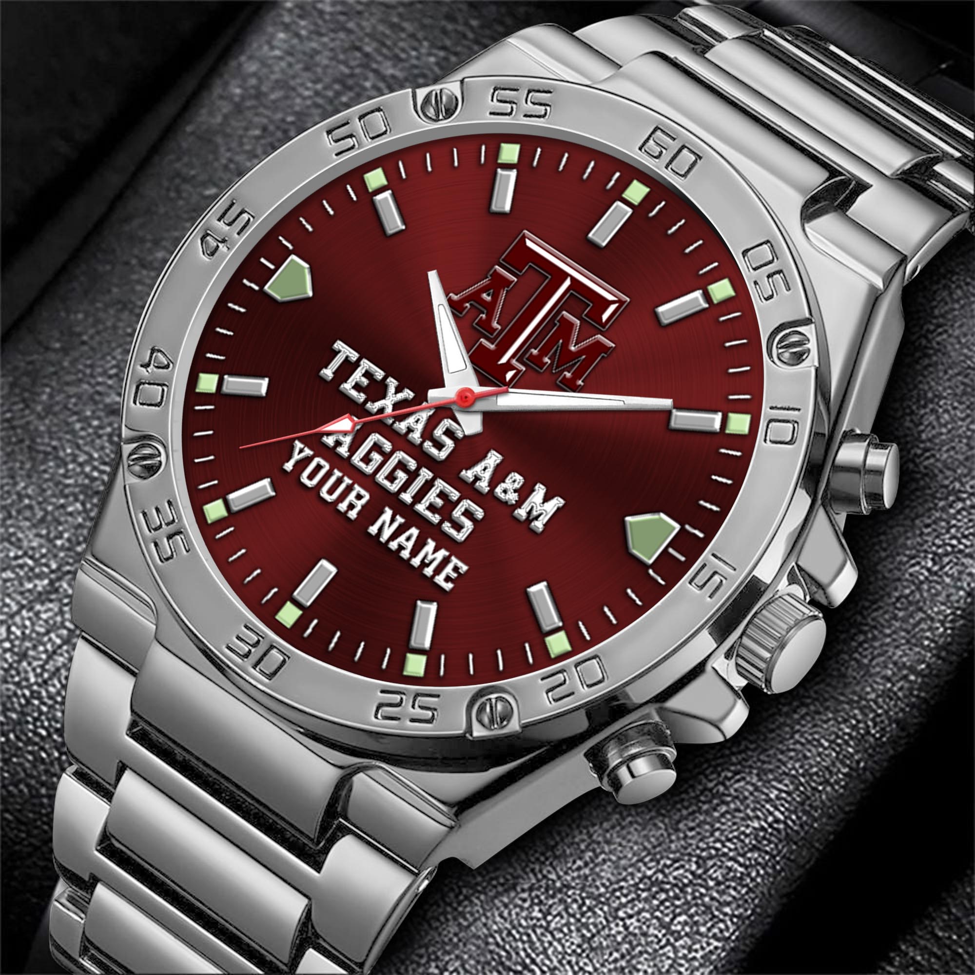 Alternative view of Texas A&M Aggies Men's Watch Custom Your Name, Sport Men Watch, FootBall Fan Gifts EHIVM-04051644