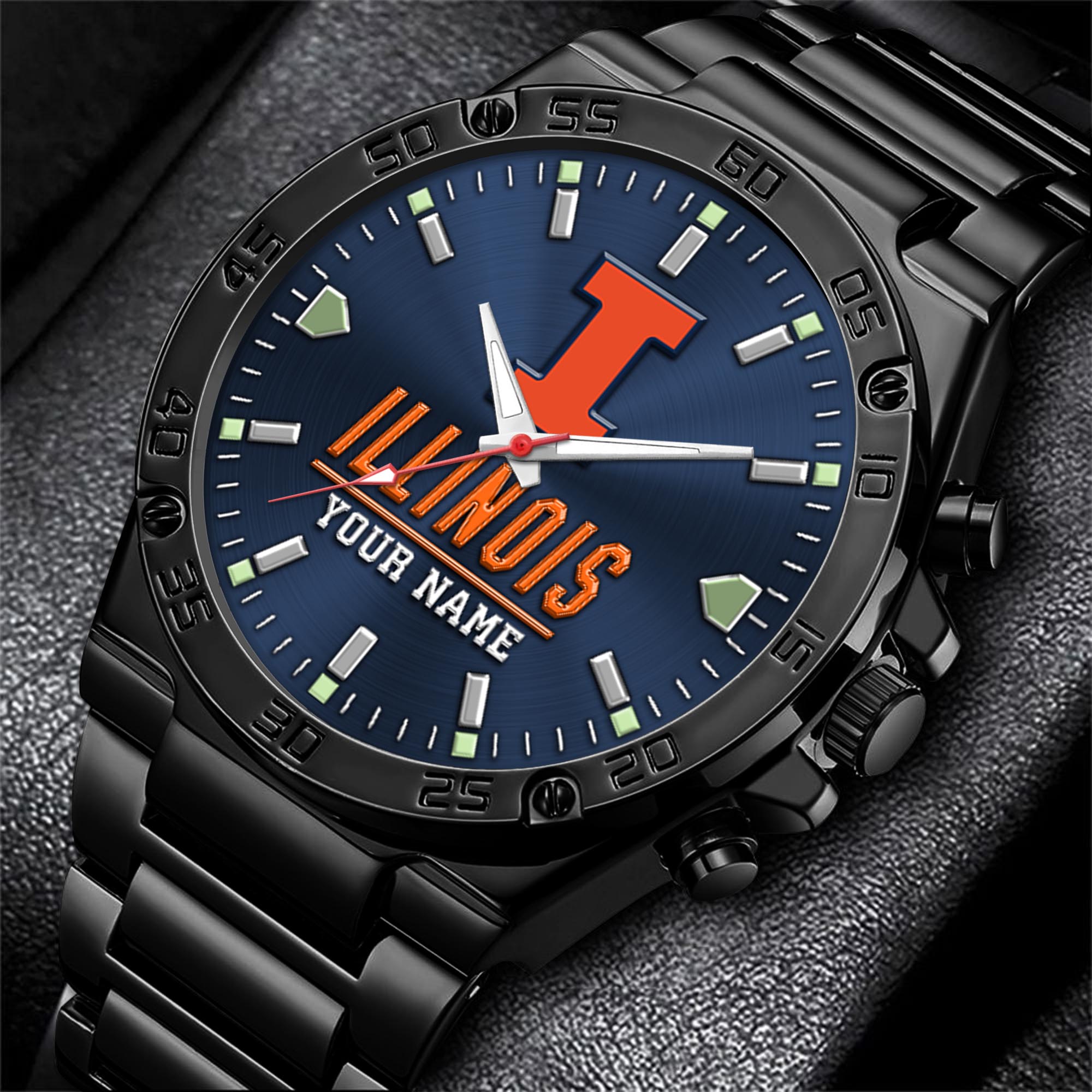 Illinois Fighting Illini Men's Watch Custom Your Name, Sport Men Watch, FootBall Fan Gifts EHIVM-04051644