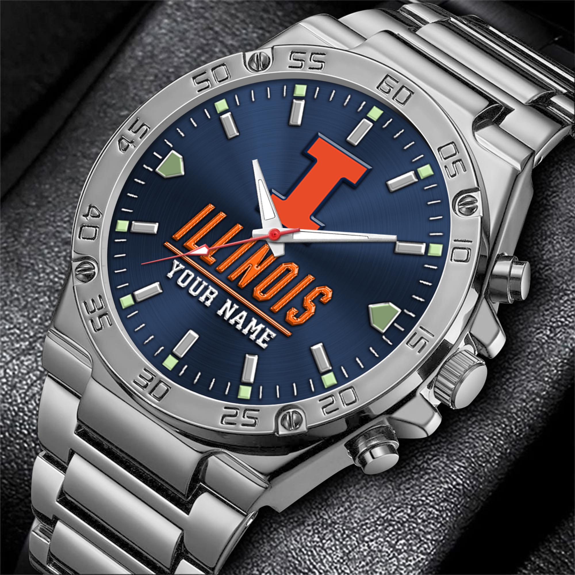 Alternative view of Illinois Fighting Illini Men's Watch Custom Your Name, Sport Men Watch, FootBall Fan Gifts EHIVM-04051644
