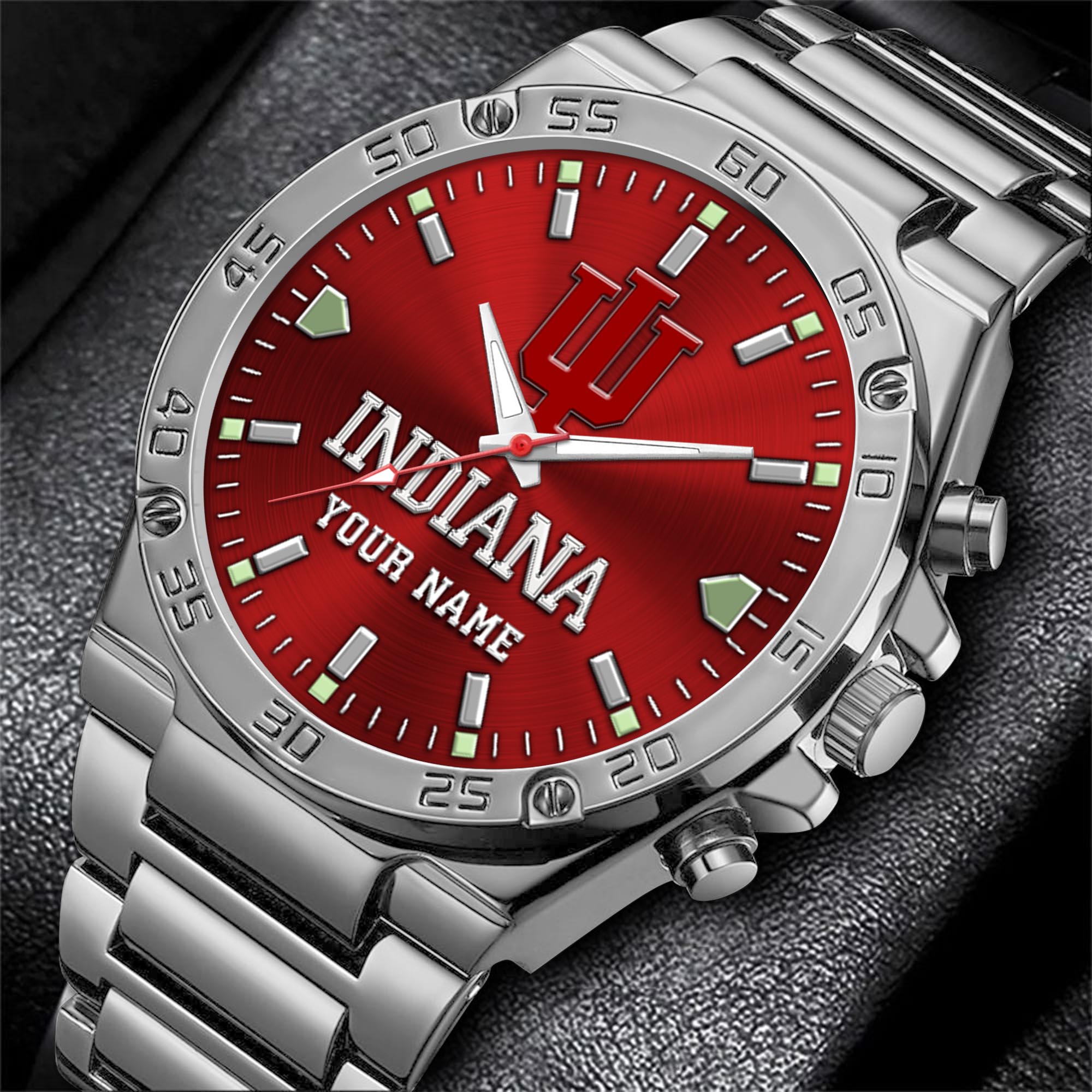 Alternative view of Indiana Hoosiers Men's Watch Custom Your Name, Sport Men Watch, FootBall Fan Gifts EHIVM-04051644