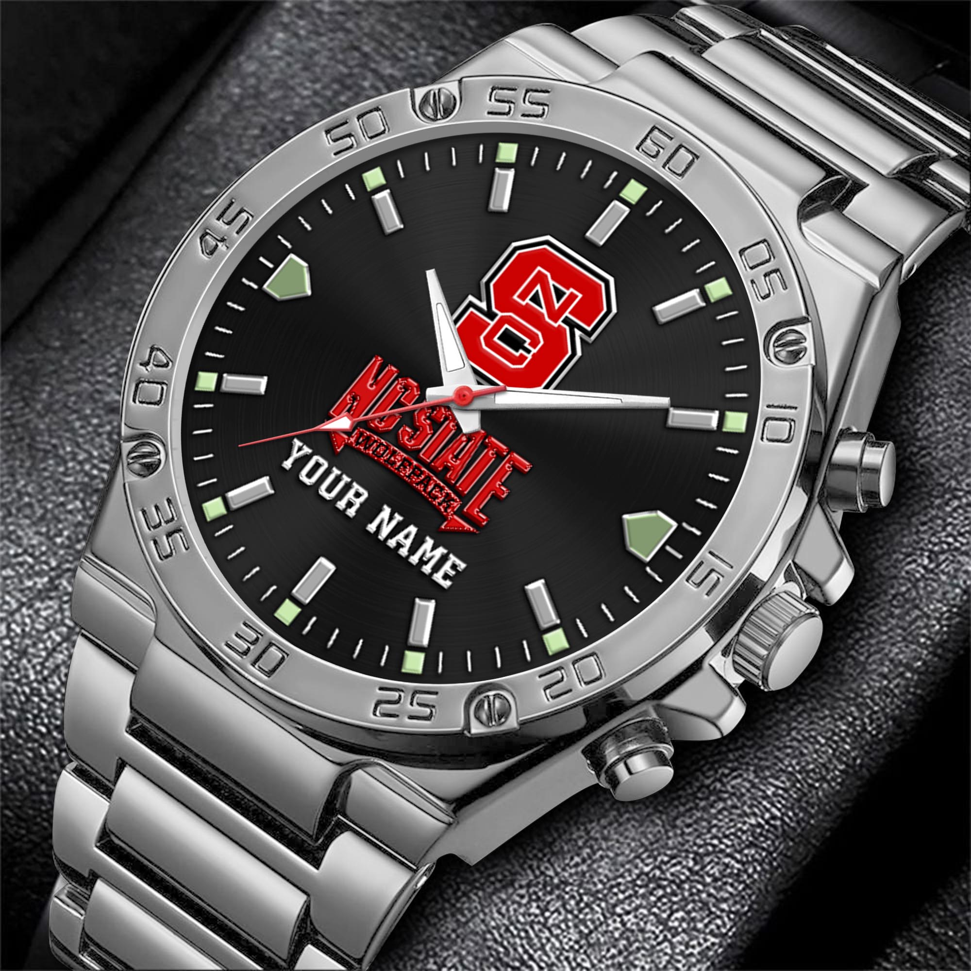 Alternative view of NC State Wolfpack Men's Watch Custom Your Name, Sport Men Watch, FootBall Fan Gifts EHIVM-04051644
