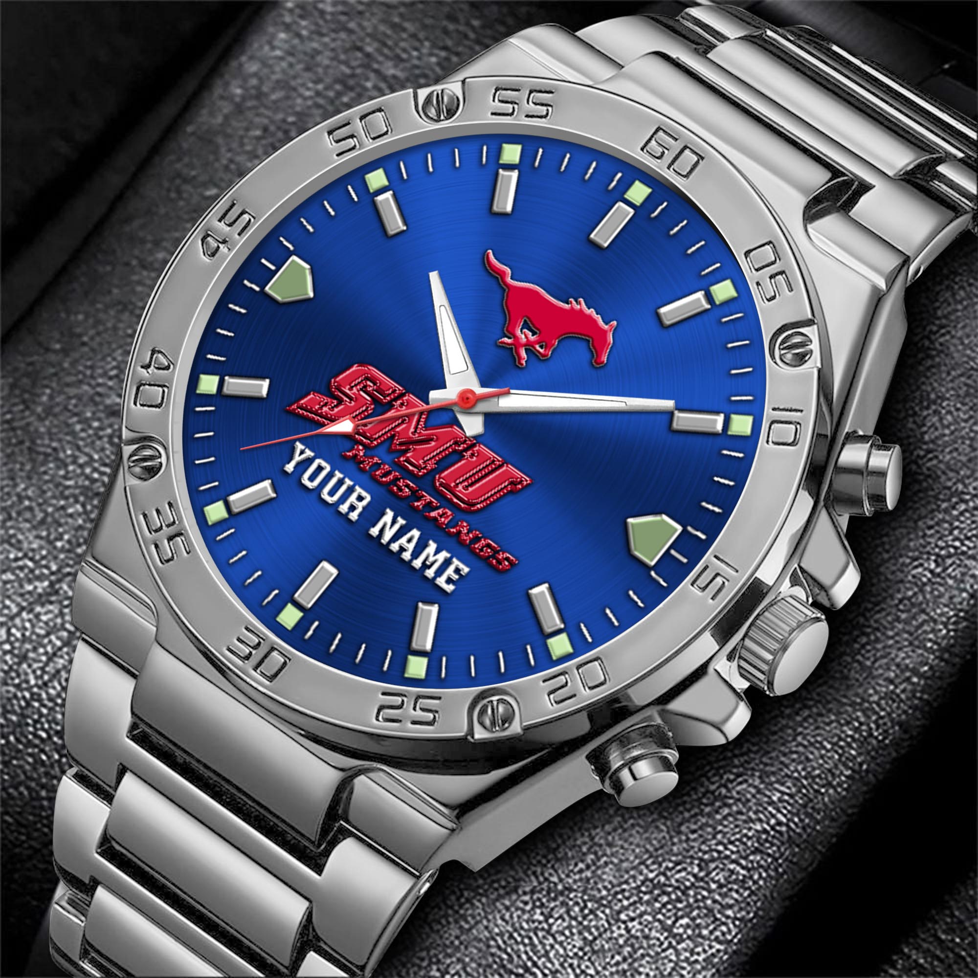 Alternative view of SMU Mustangs Men's Watch Custom Your Name, Sport Men Watch, FootBall Fan Gifts EHIVM-04051644