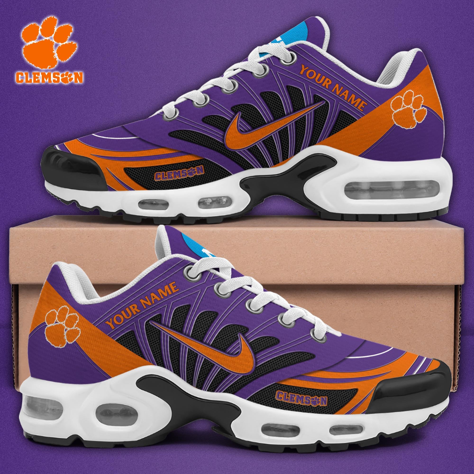 Clemson Tigers TN Shoes 2025 Version Custom Name, Sport Shoes For Fan, Fan Gifts EHIVM-04091703
