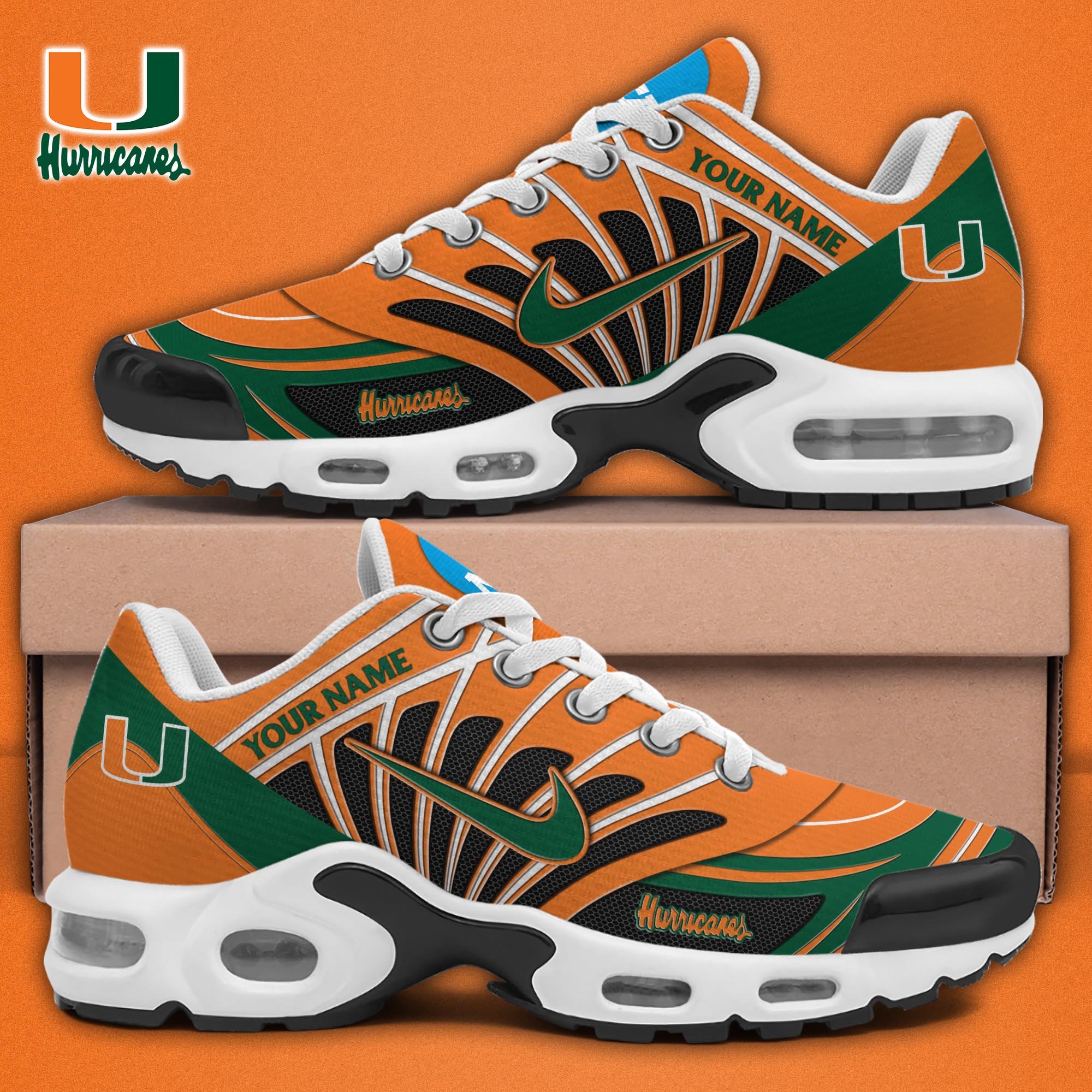 Miami Hurricanes TN Shoes 2025 Version Custom Name, Sport Shoes For Fan, Fan Gifts EHIVM-04091703