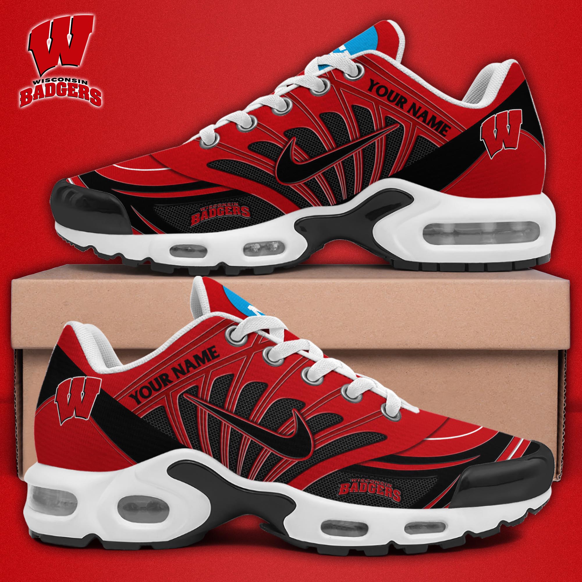 Wisconsin Badgers TN Shoes 2025 Version Custom Name, Sport Shoes For Fan, Fan Gifts EHIVM-04091703