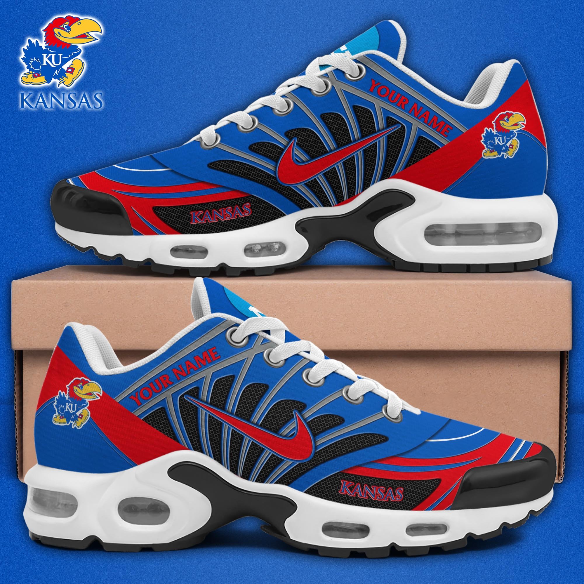 Kansas Jayhawks TN Shoes 2025 Version Custom Name, Sport Shoes For Fan, Fan Gifts EHIVM-04091703