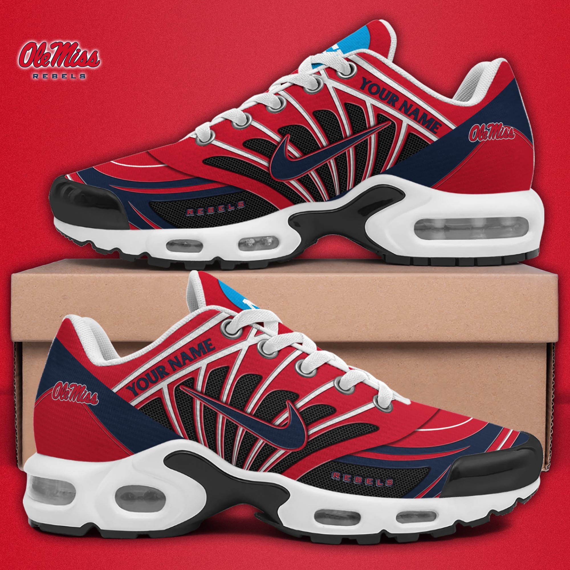Ole Miss Rebels TN Shoes 2025 Version Custom Name, Sport Shoes For Fan, Fan Gifts EHIVM-04091703