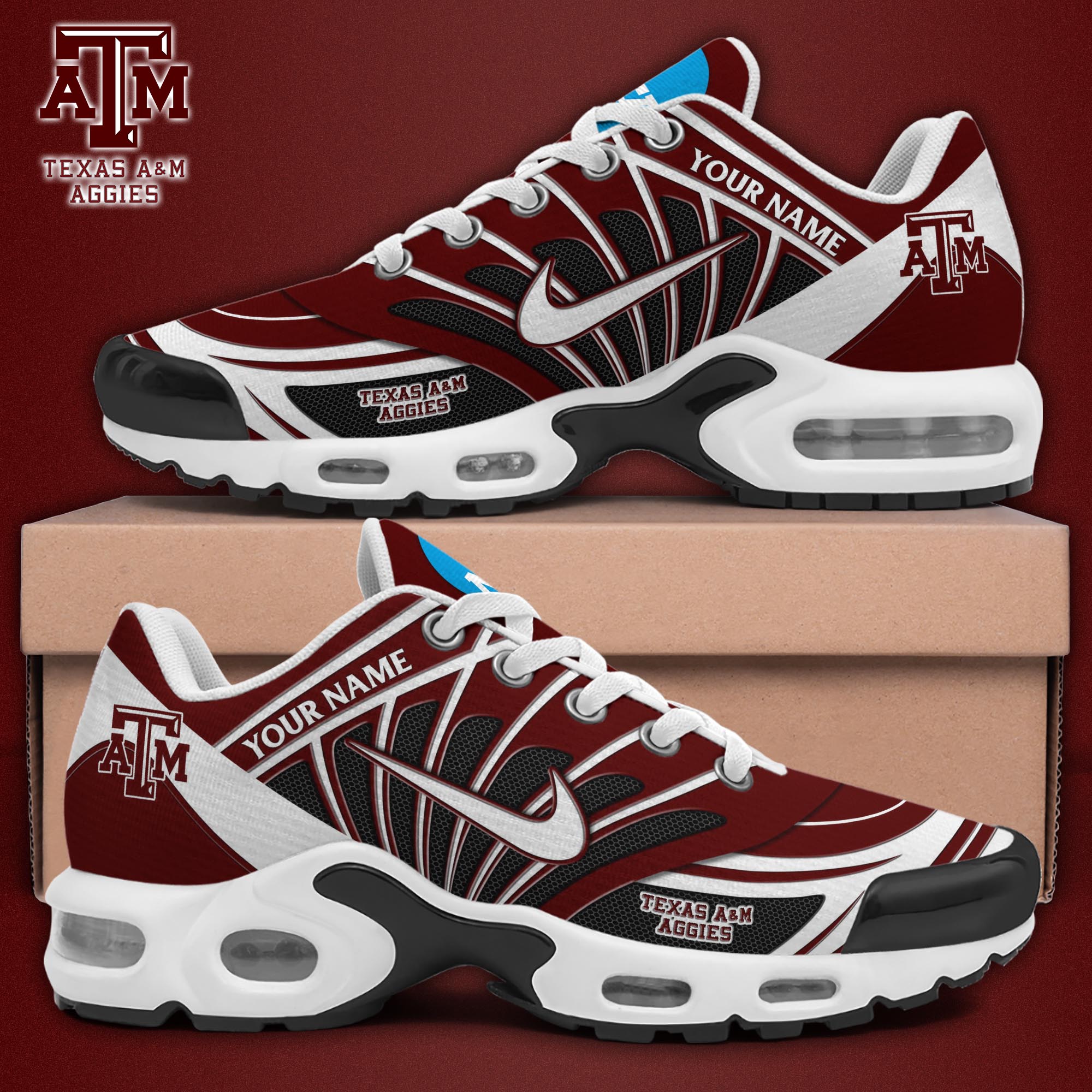 Texas A&M Aggies TN Shoes 2025 Version Custom Name, Sport Shoes For Fan, Fan Gifts EHIVM-04091703