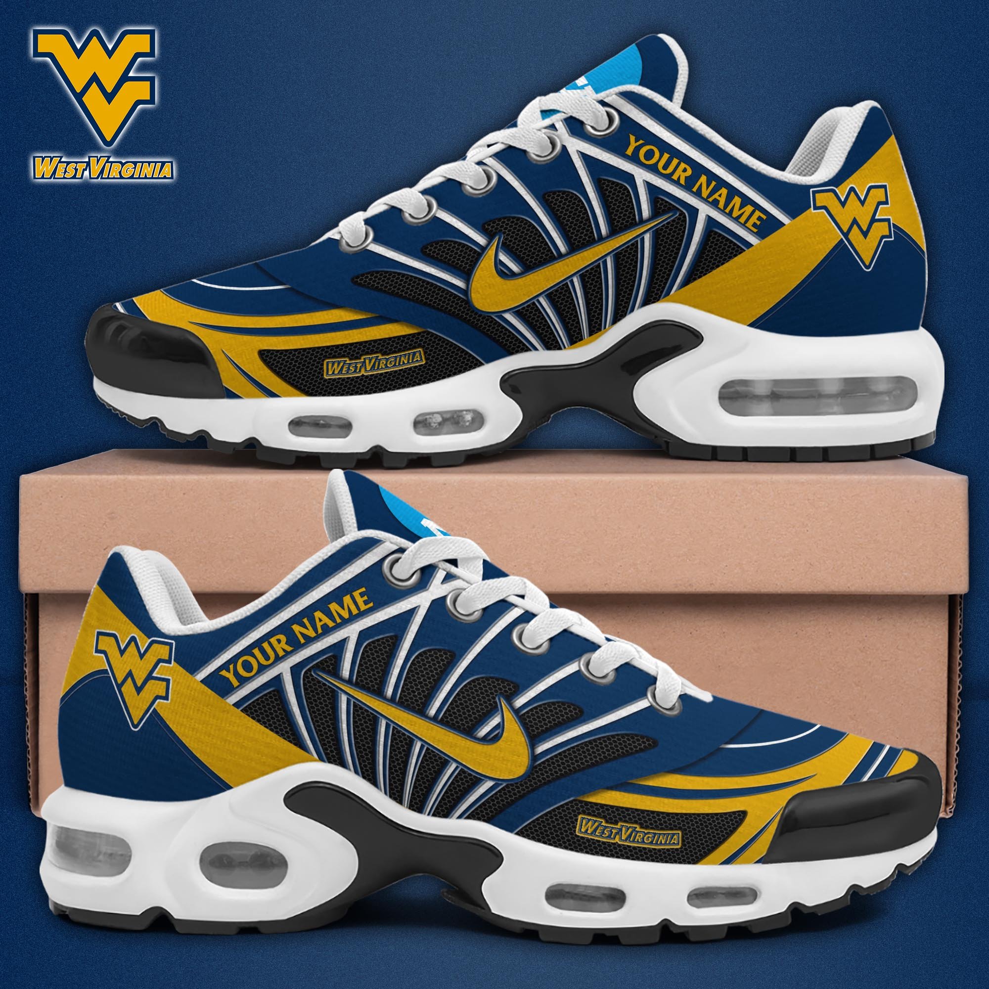 West Virginia Mountaineers TN Shoes 2025 Version Custom Name, Sport Shoes For Fan, Fan Gifts EHIVM-04091703