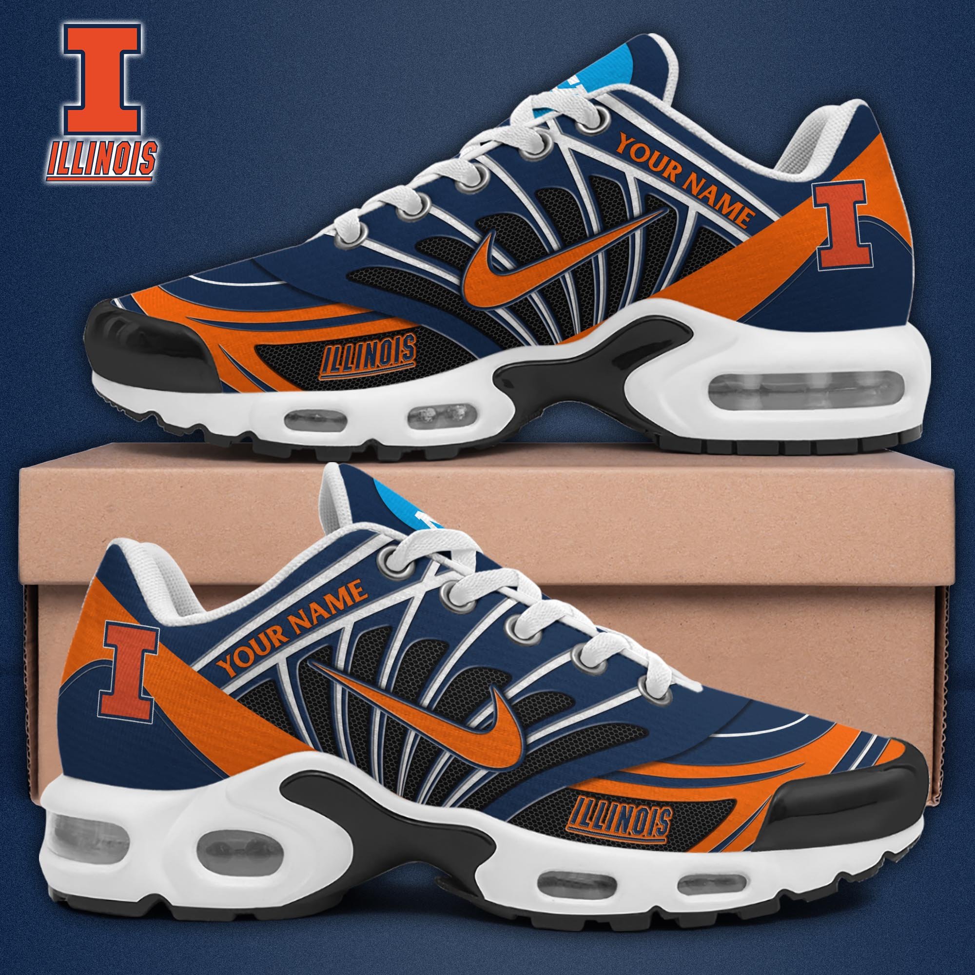 Illinois Fighting Illini TN Shoes 2025 Version Custom Name, Sport Shoes For Fan, Fan Gifts EHIVM-04091703