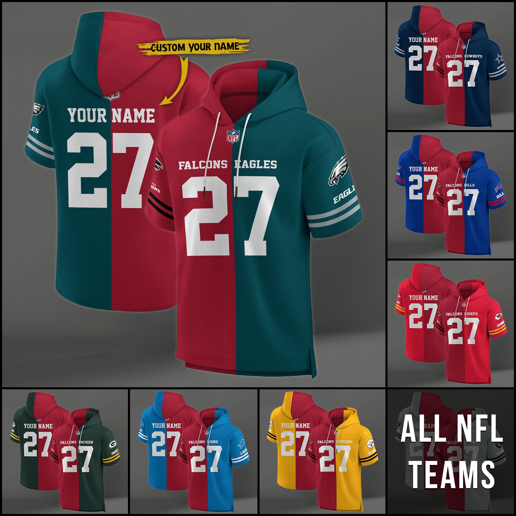 Atlanta Falcons House Divided Hoodie Custom Name, Number And Team, Hoodie For Football Fans EHIVM-04141795