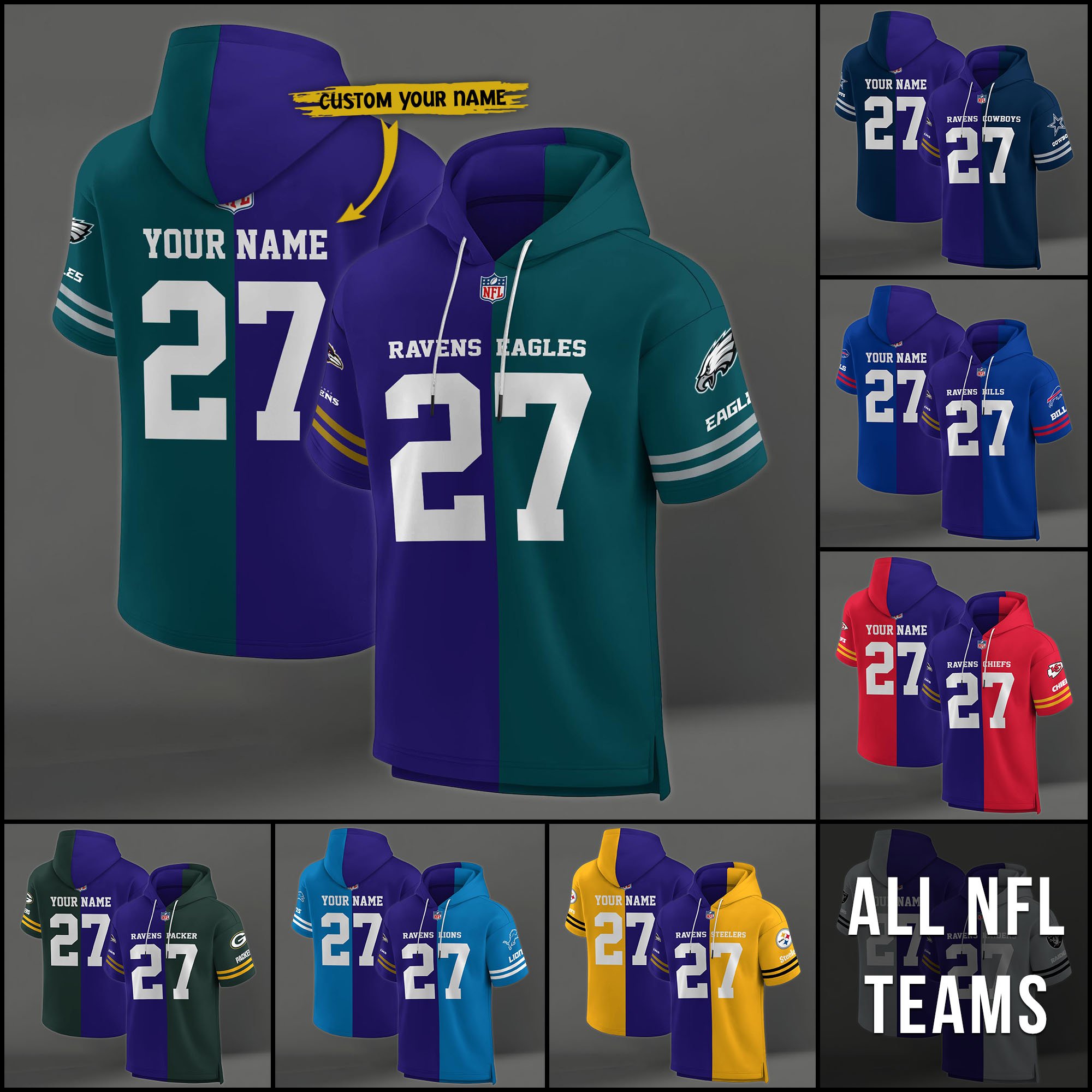Baltimore Ravens House Divided Hoodie Custom Name, Number And Team, Hoodie For Football Fans EHIVM-04141795