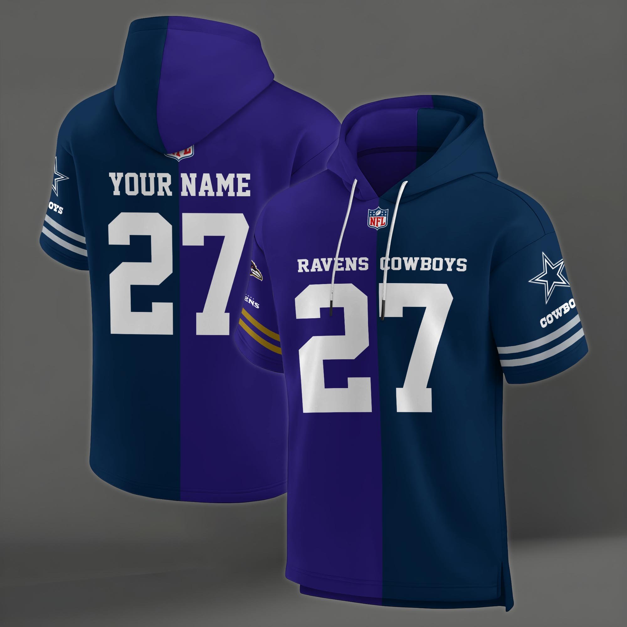 Alternative view of Baltimore Ravens House Divided Hoodie Custom Name, Number And Team, Hoodie For Football Fans EHIVM-04141795