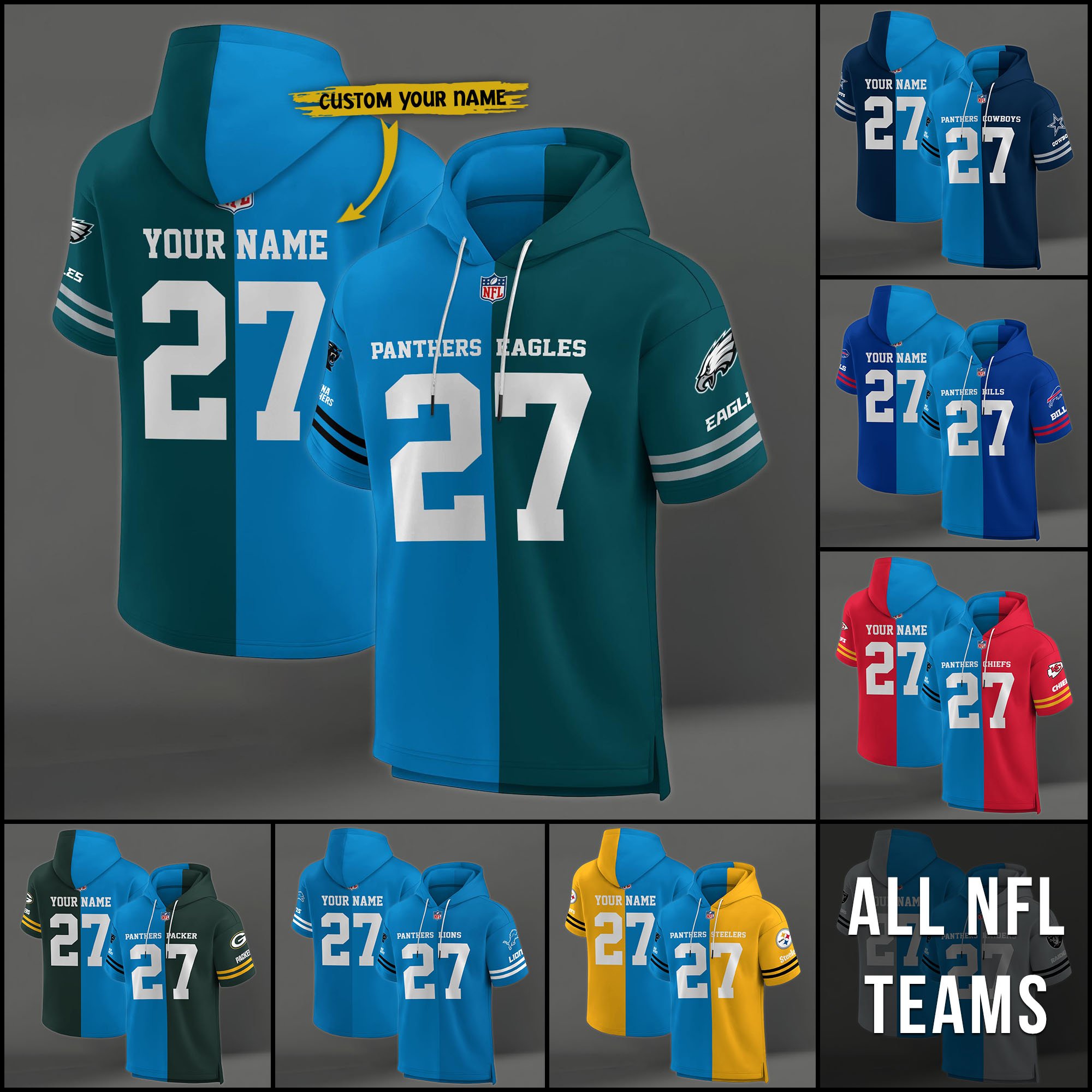 Carolina Panthers House Divided Hoodie Custom Name, Number And Team, Hoodie For Football Fans EHIVM-04141795