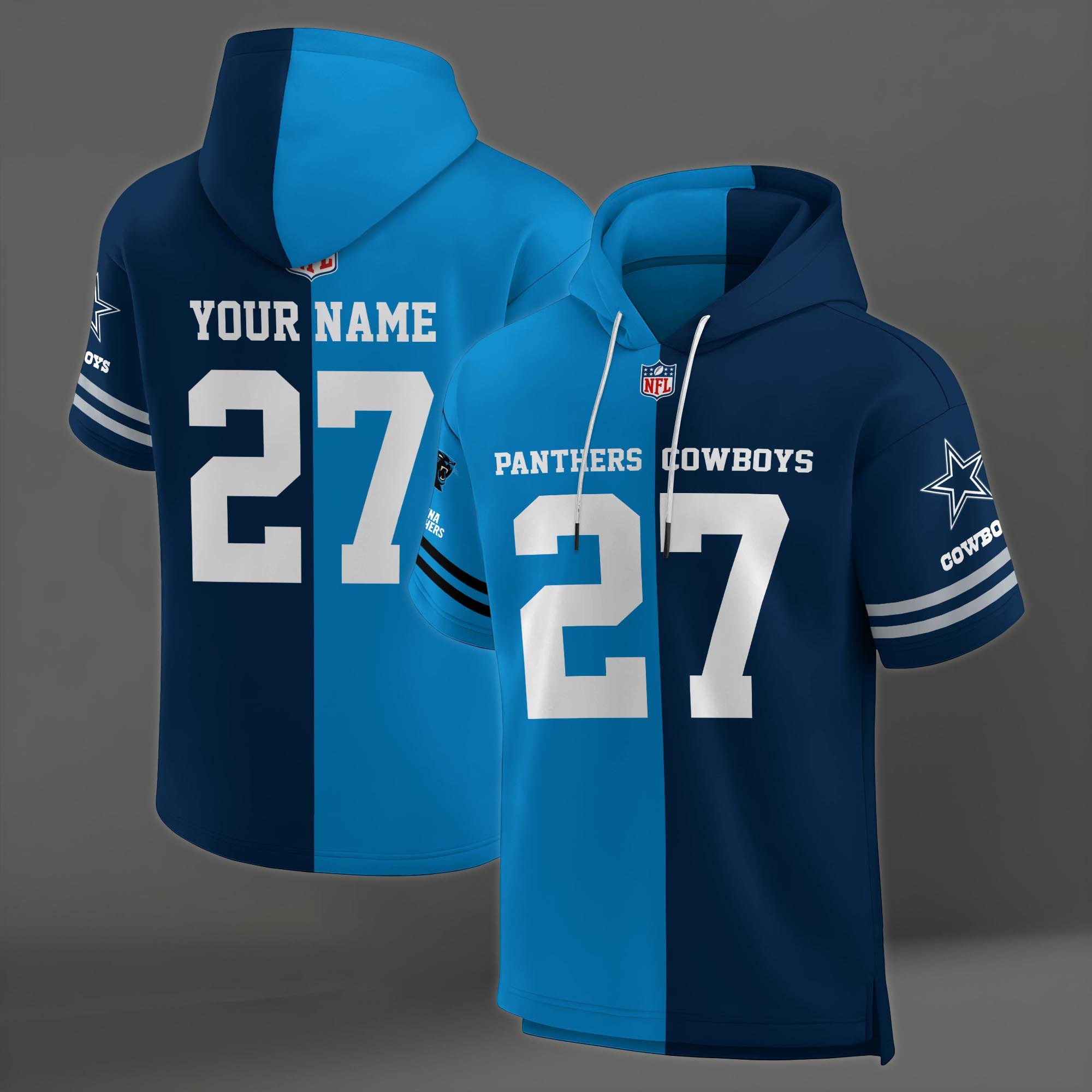 Alternative view of Carolina Panthers House Divided Hoodie Custom Name, Number And Team, Hoodie For Football Fans EHIVM-04141795