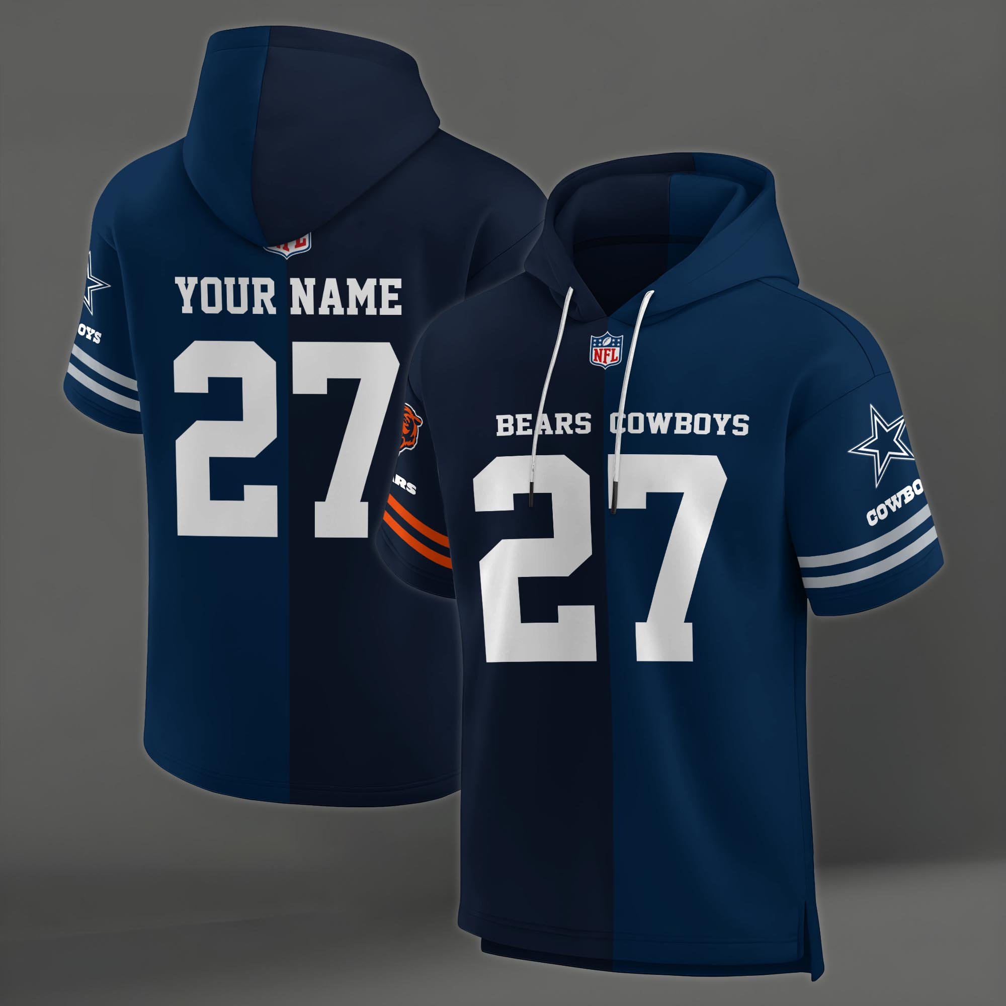 Alternative view of Chicago Bears House Divided Hoodie Custom Name, Number And Team, Hoodie For Football Fans EHIVM-04141795