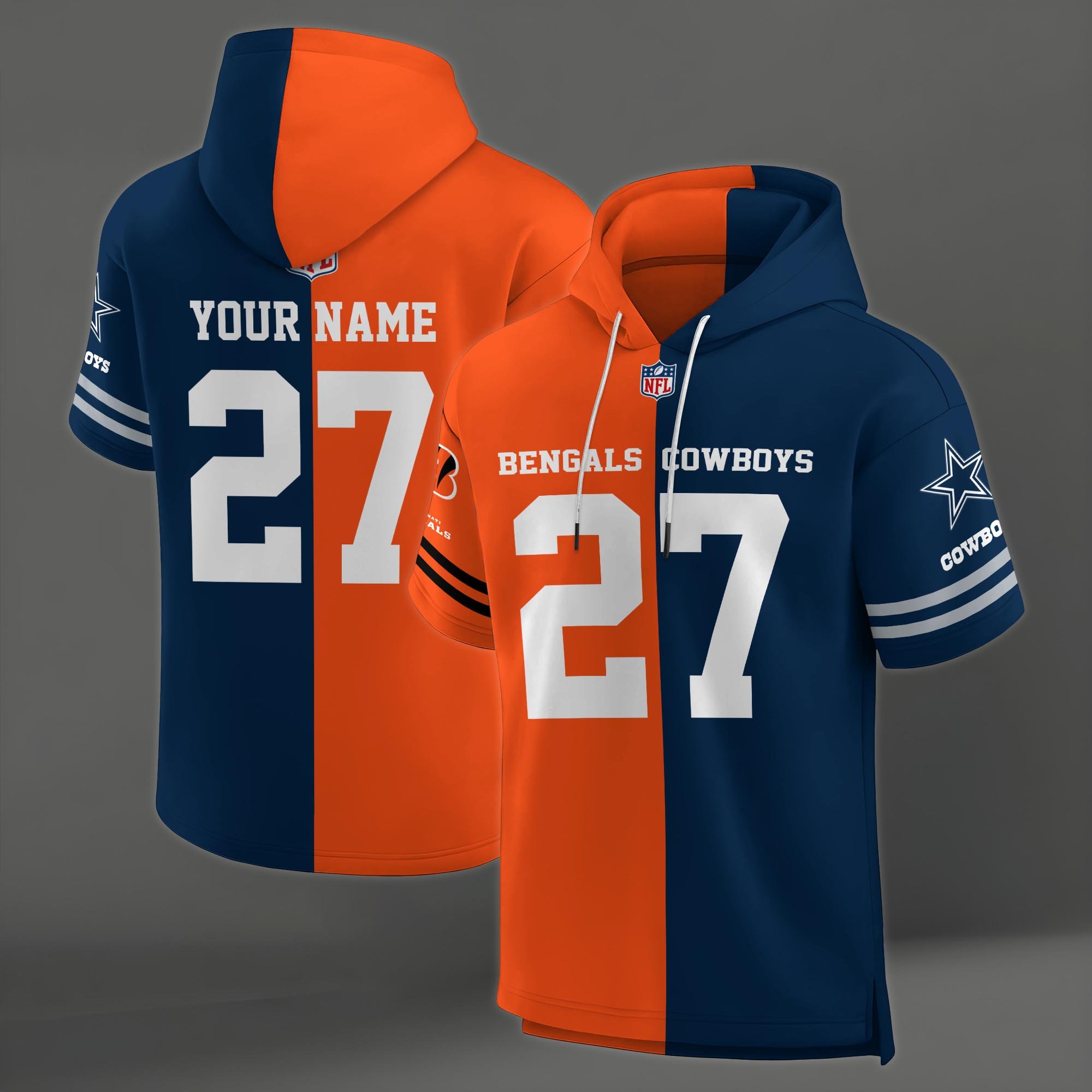 Alternative view of Cincinnati Bengals House Divided Hoodie Custom Name, Number And Team, Hoodie For Football Fans EHIVM-04141795