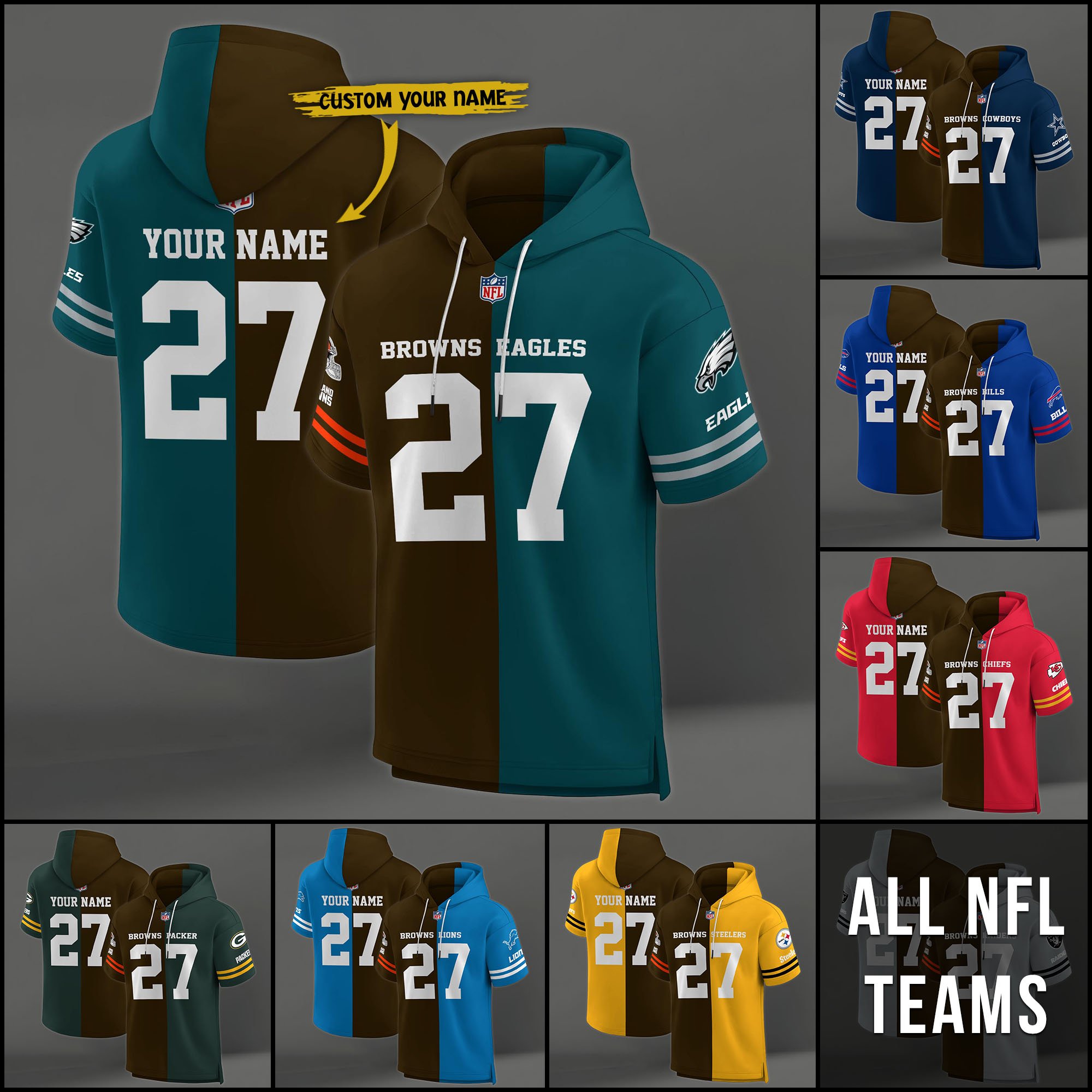 Cleveland Browns House Divided Hoodie Custom Name, Number And Team, Hoodie For Football Fans EHIVM-04141795