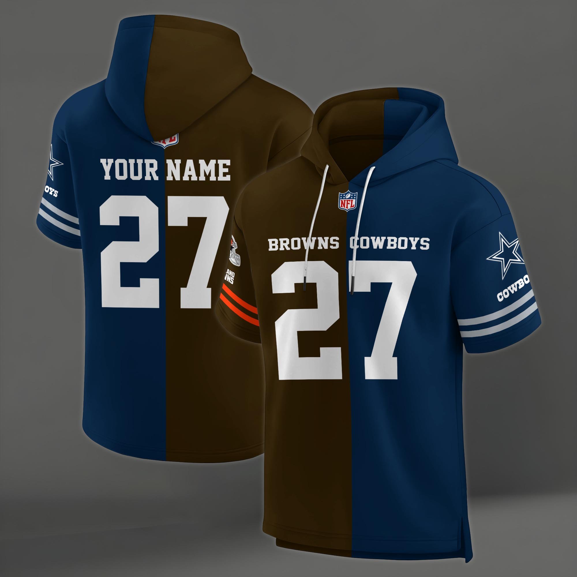 Alternative view of Cleveland Browns House Divided Hoodie Custom Name, Number And Team, Hoodie For Football Fans EHIVM-04141795