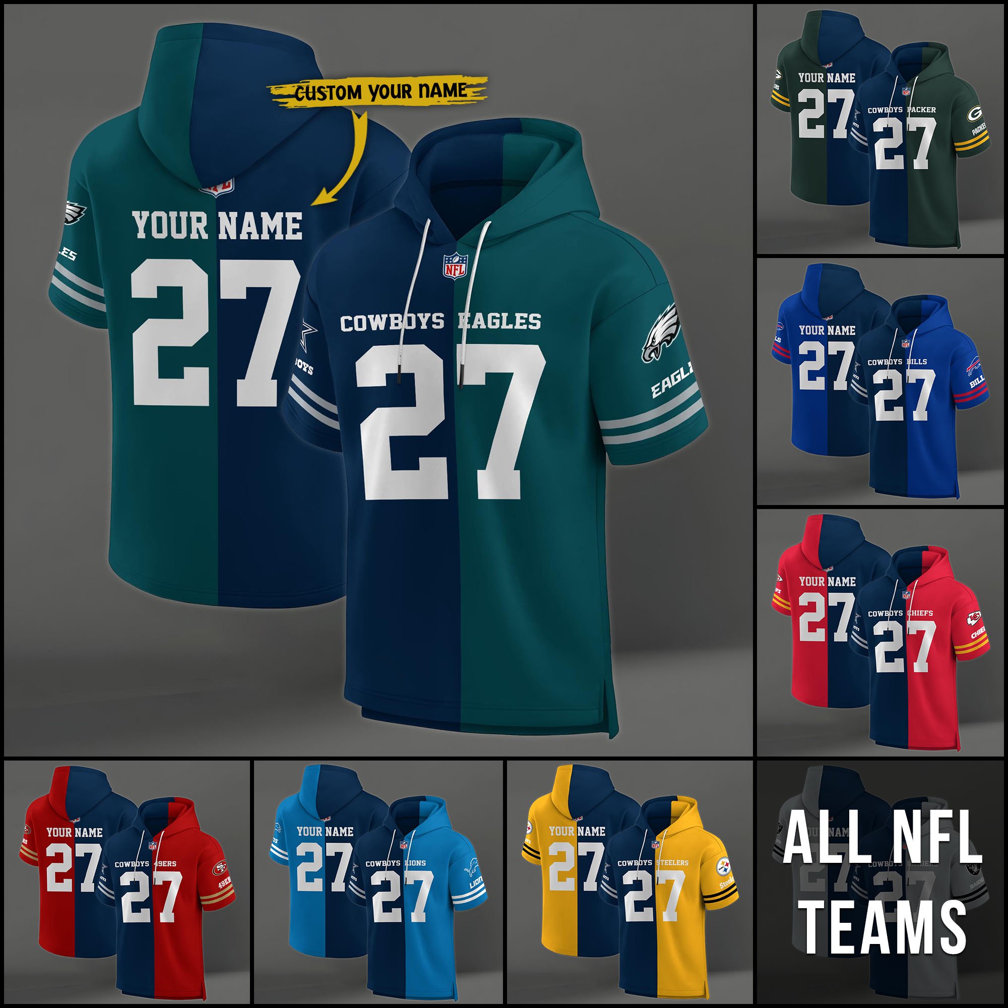 Dallas Cowboys House Divided Hoodie Custom Name, Number And Team, Hoodie For Football Fans EHIVM-04141795