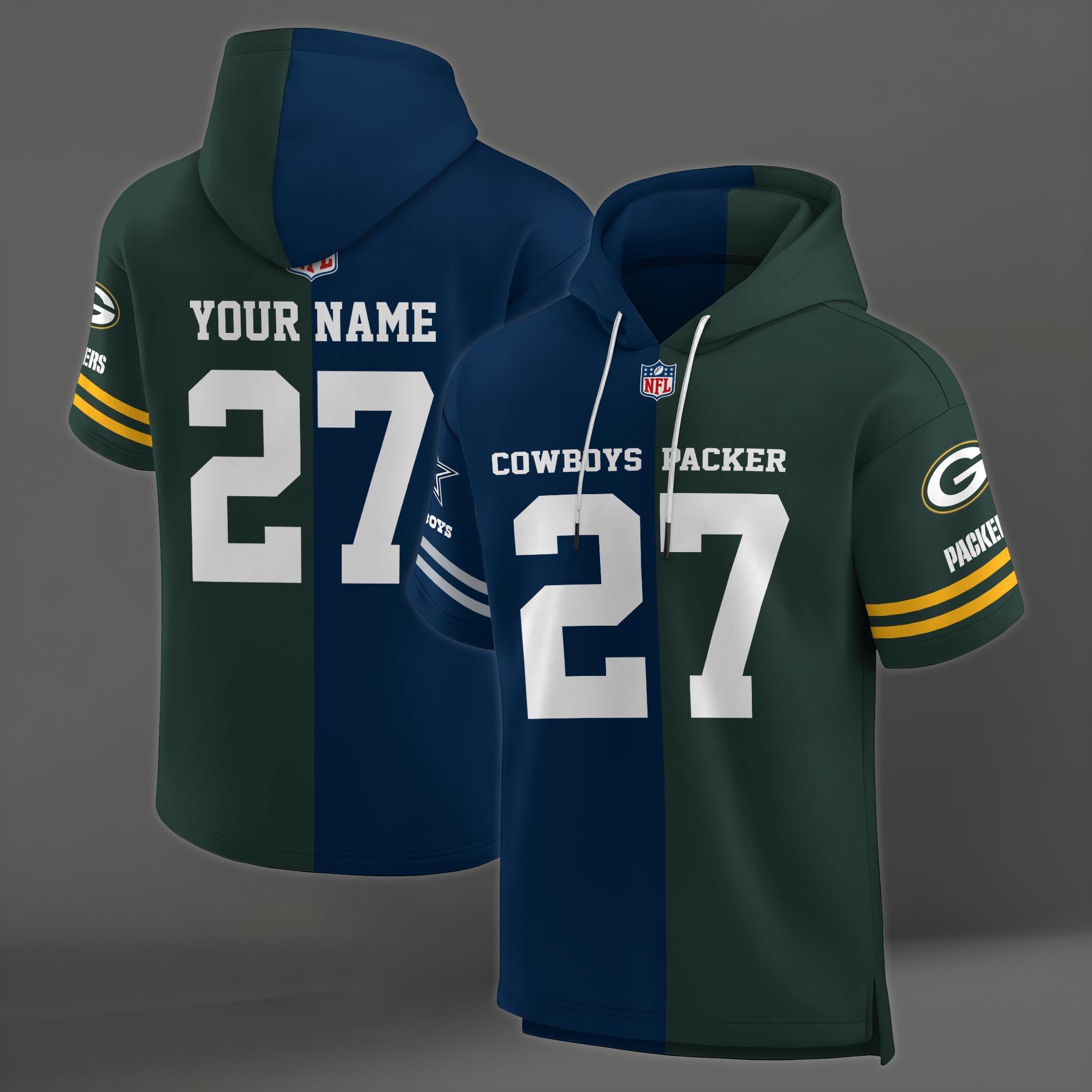 Alternative view of Dallas Cowboys House Divided Hoodie Custom Name, Number And Team, Hoodie For Football Fans EHIVM-04141795