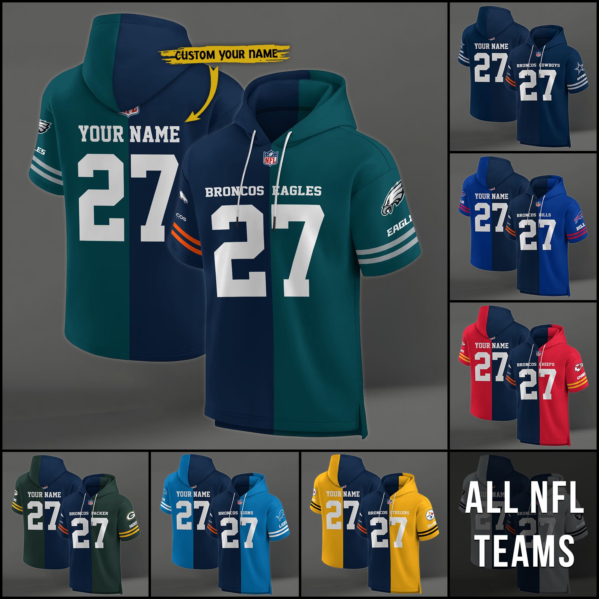 Denver Broncos House Divided Hoodie Custom Name, Number And Team, Hoodie For Football Fans EHIVM-04141795