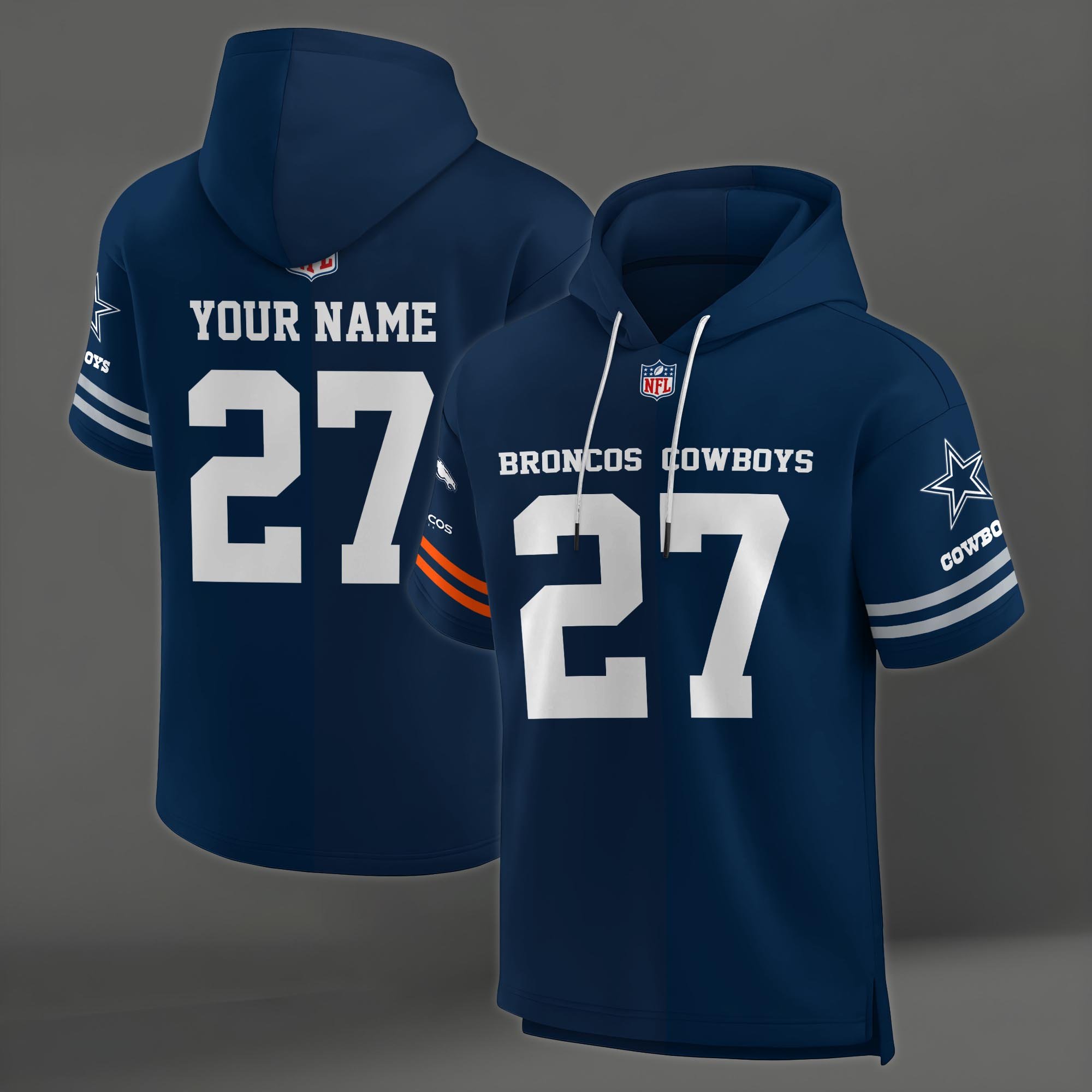 Alternative view of Denver Broncos House Divided Hoodie Custom Name, Number And Team, Hoodie For Football Fans EHIVM-04141795