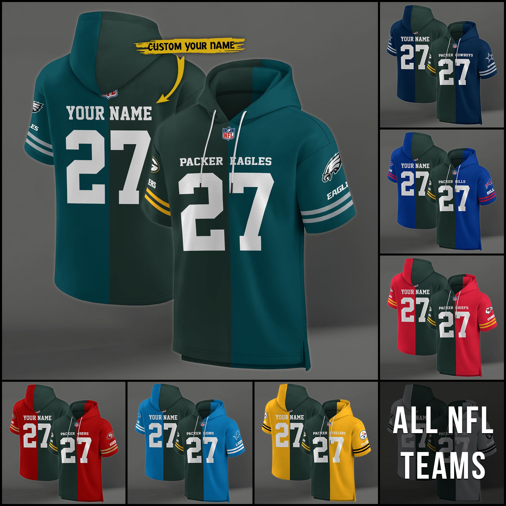 Green Bay Packers House Divided Hoodie Custom Name, Number And Team, Hoodie For Football Fans EHIVM-04141795