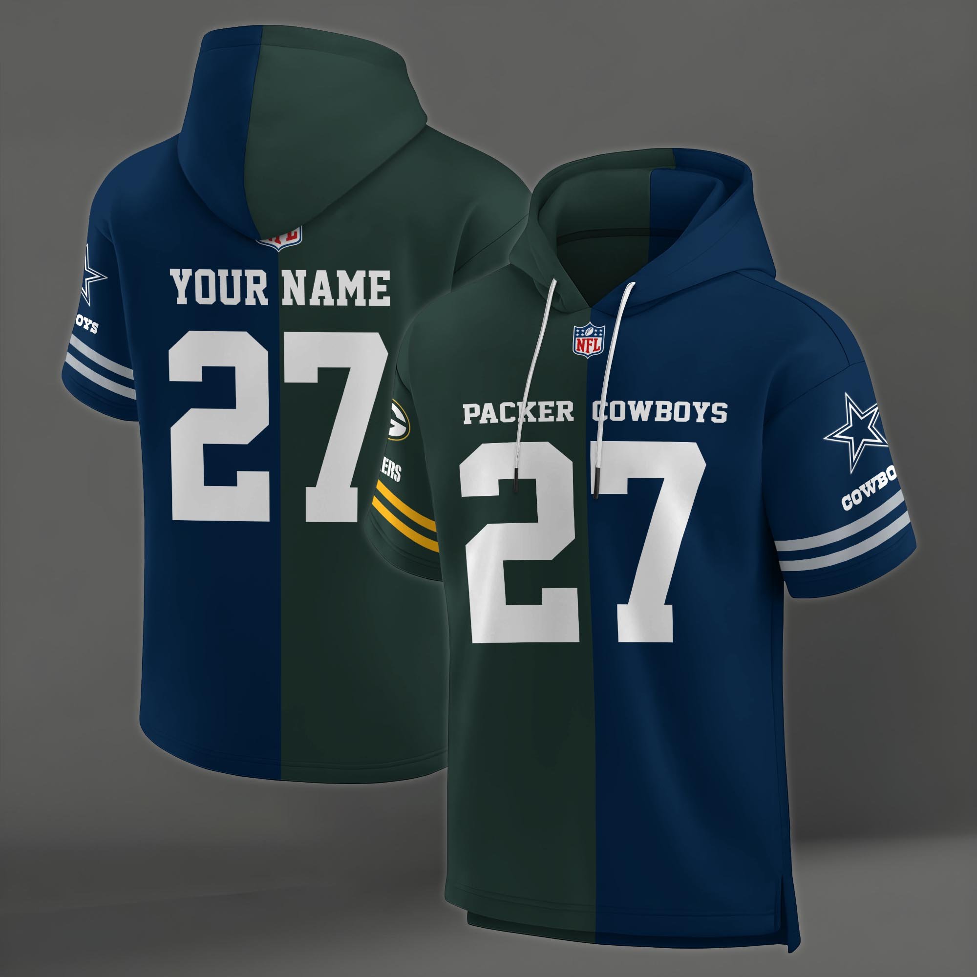 Alternative view of Green Bay Packers House Divided Hoodie Custom Name, Number And Team, Hoodie For Football Fans EHIVM-04141795
