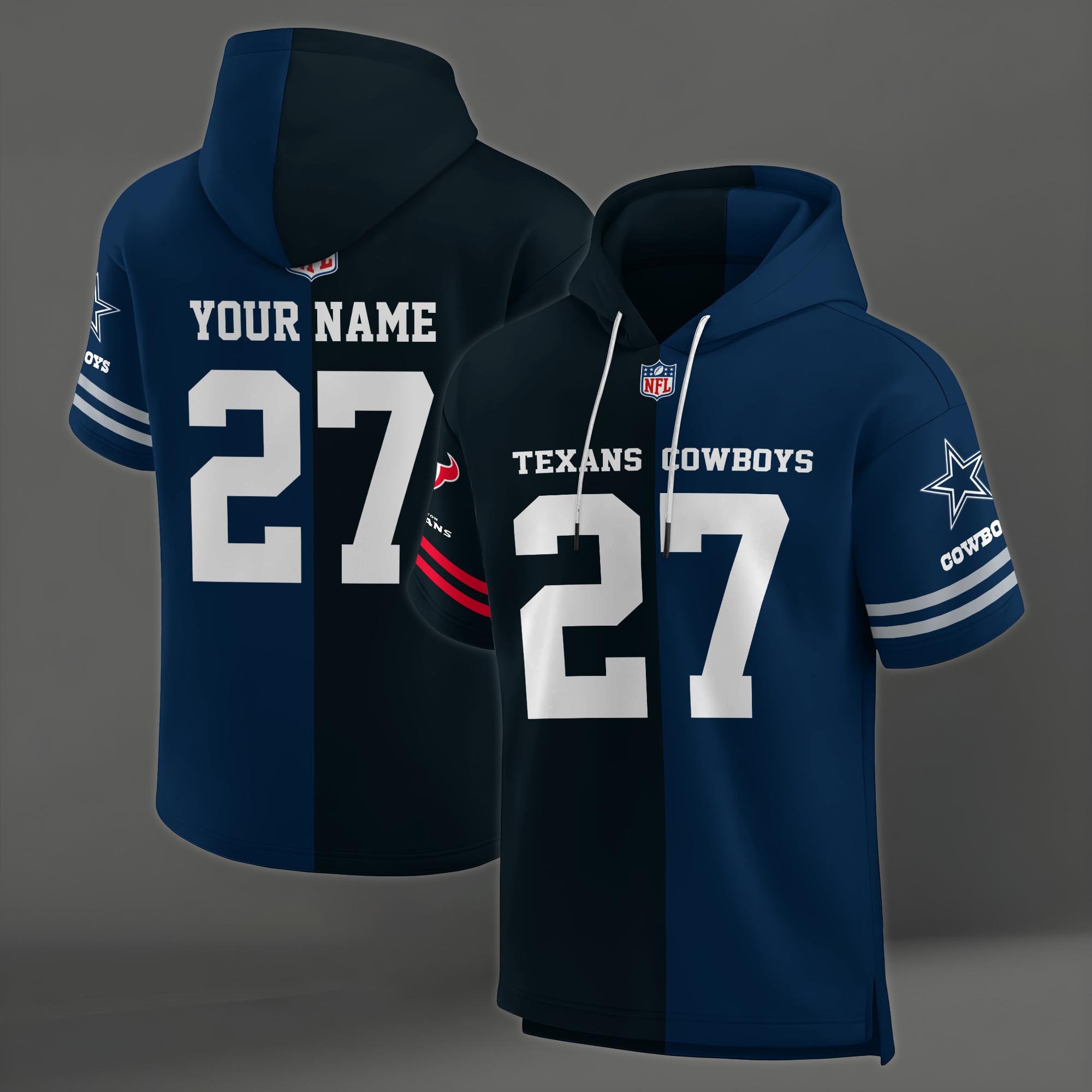 Alternative view of Houston Texans House Divided Hoodie Custom Name, Number And Team, Hoodie For Football Fans EHIVM-04141795
