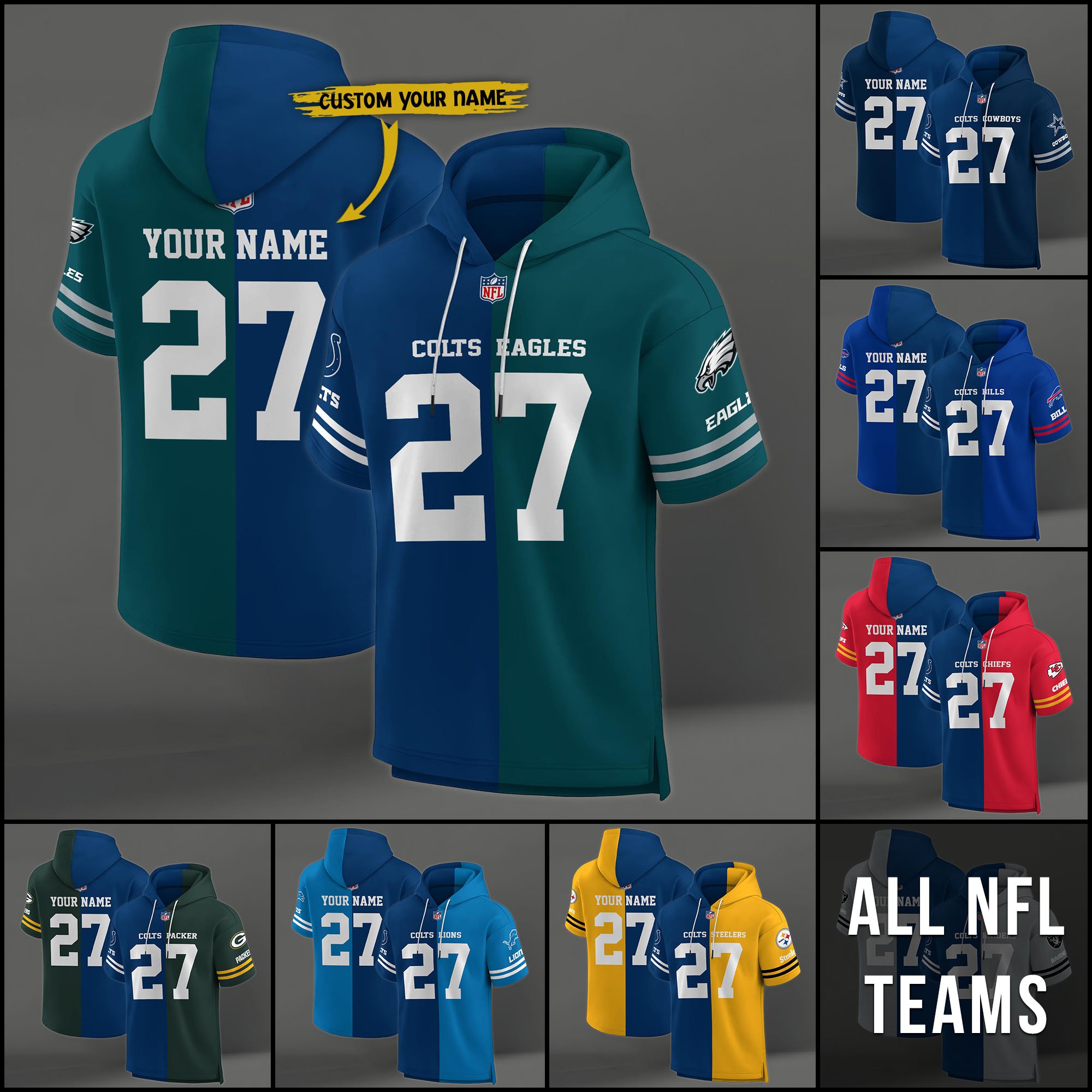 Indianapolis Colts House Divided Hoodie Custom Name, Number And Team, Hoodie For Football Fans EHIVM-04141795