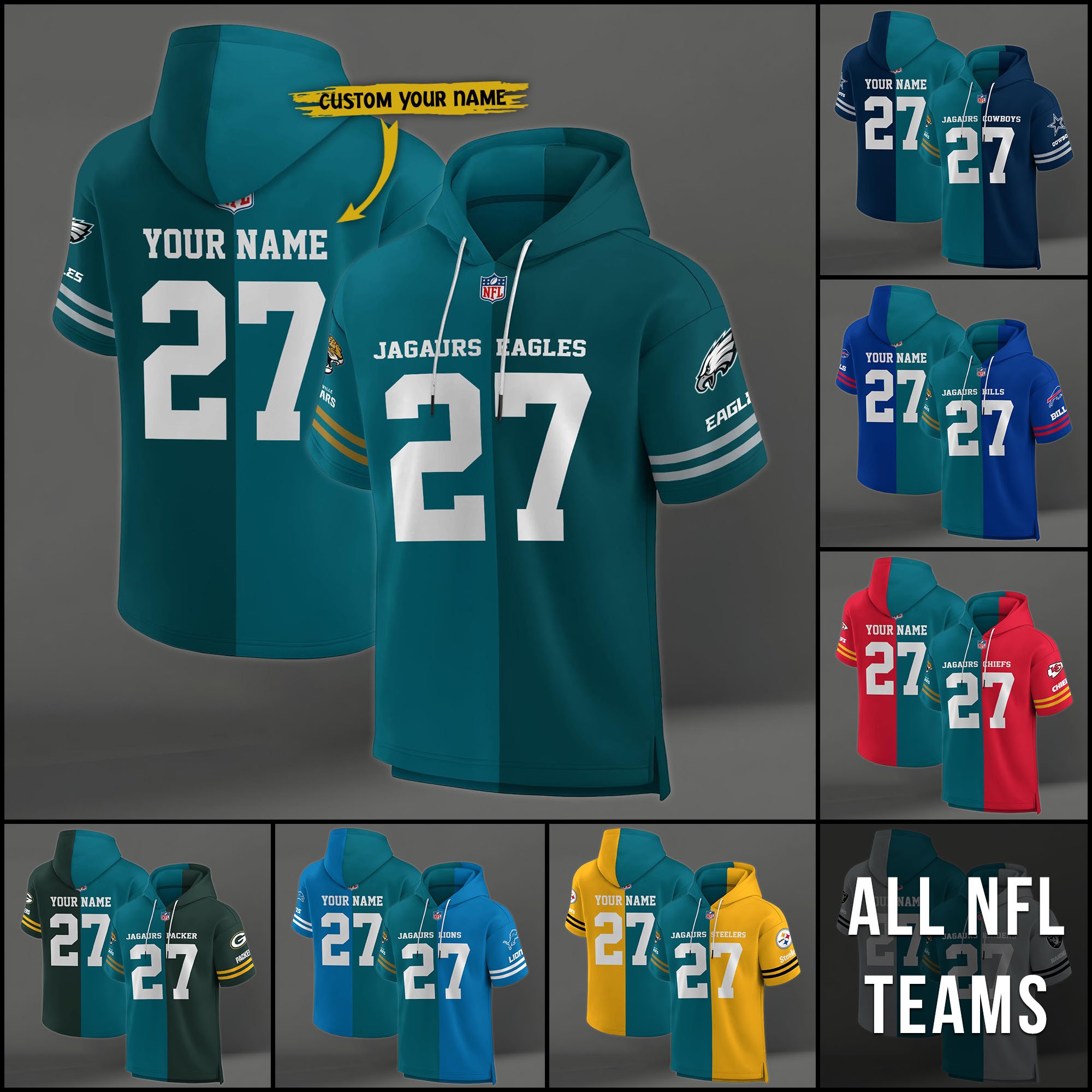 Jacksonville Jaguars House Divided Hoodie Custom Name, Number And Team, Hoodie For Football Fans EHIVM-04141795