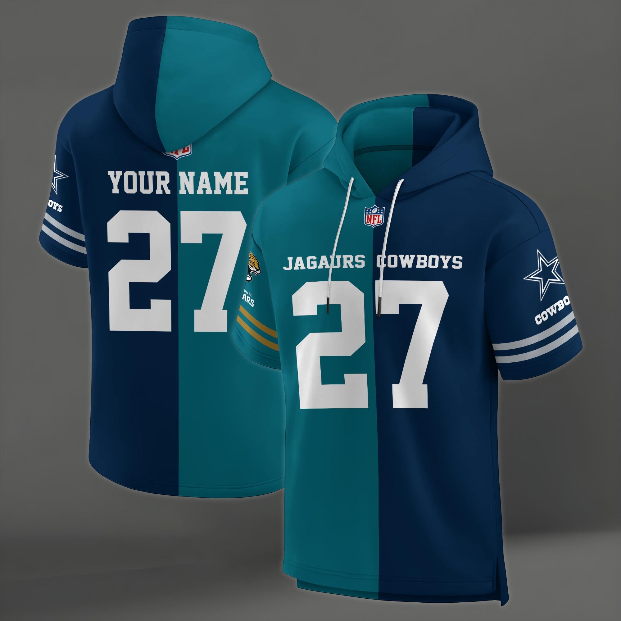Alternative view of Jacksonville Jaguars House Divided Hoodie Custom Name, Number And Team, Hoodie For Football Fans EHIVM-04141795