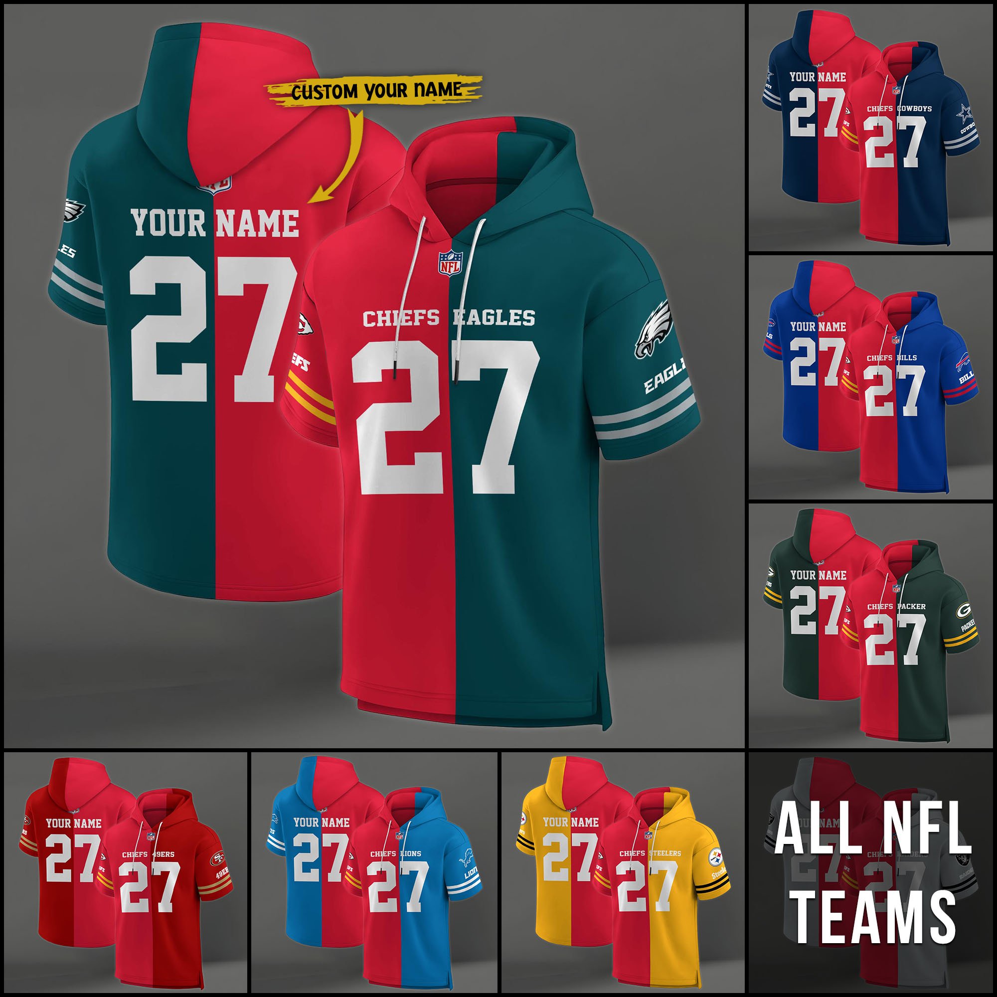 Kansas City Chiefs House Divided Hoodie Custom Name, Number And Team, Hoodie For Football Fans EHIVM-04141795