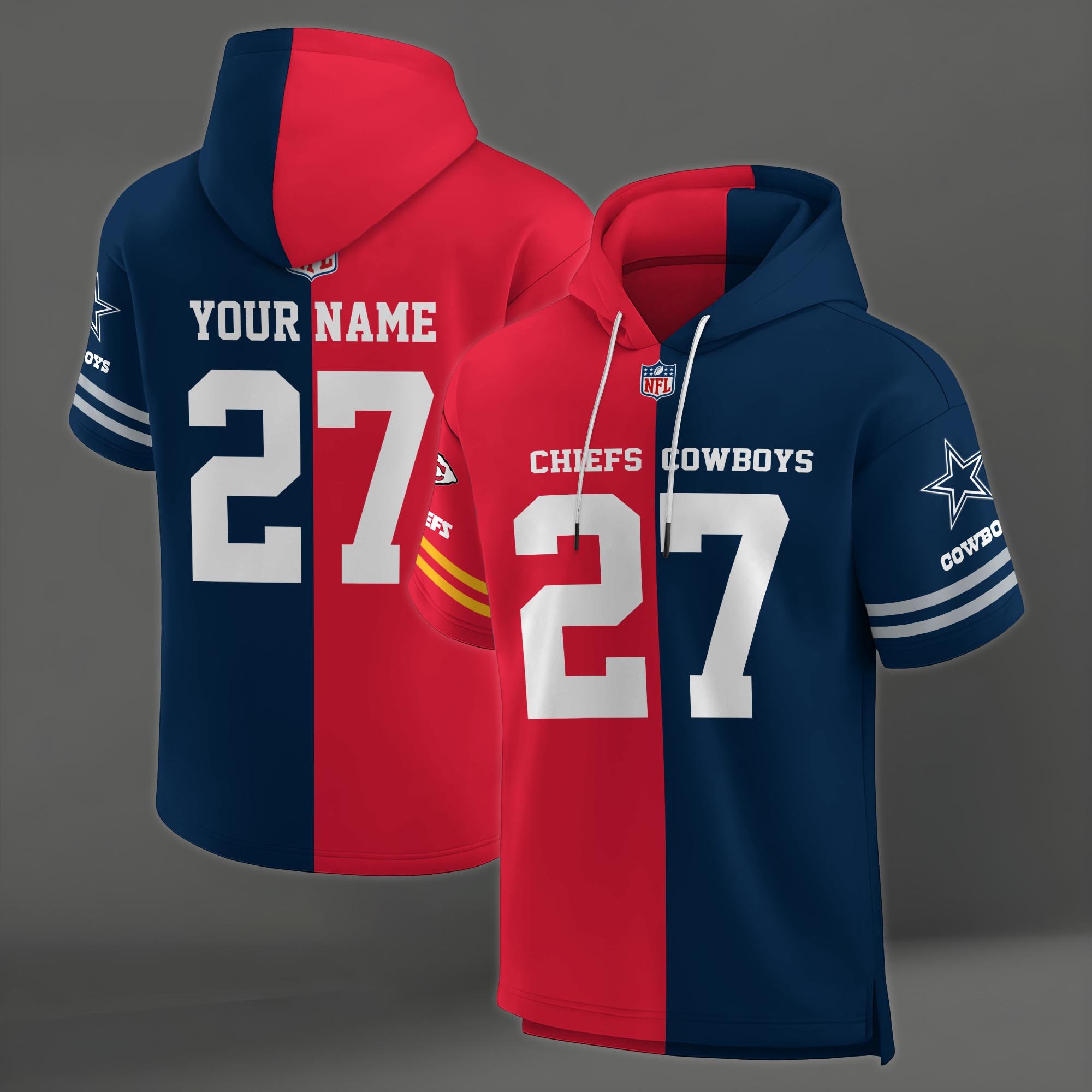 Alternative view of Kansas City Chiefs House Divided Hoodie Custom Name, Number And Team, Hoodie For Football Fans EHIVM-04141795
