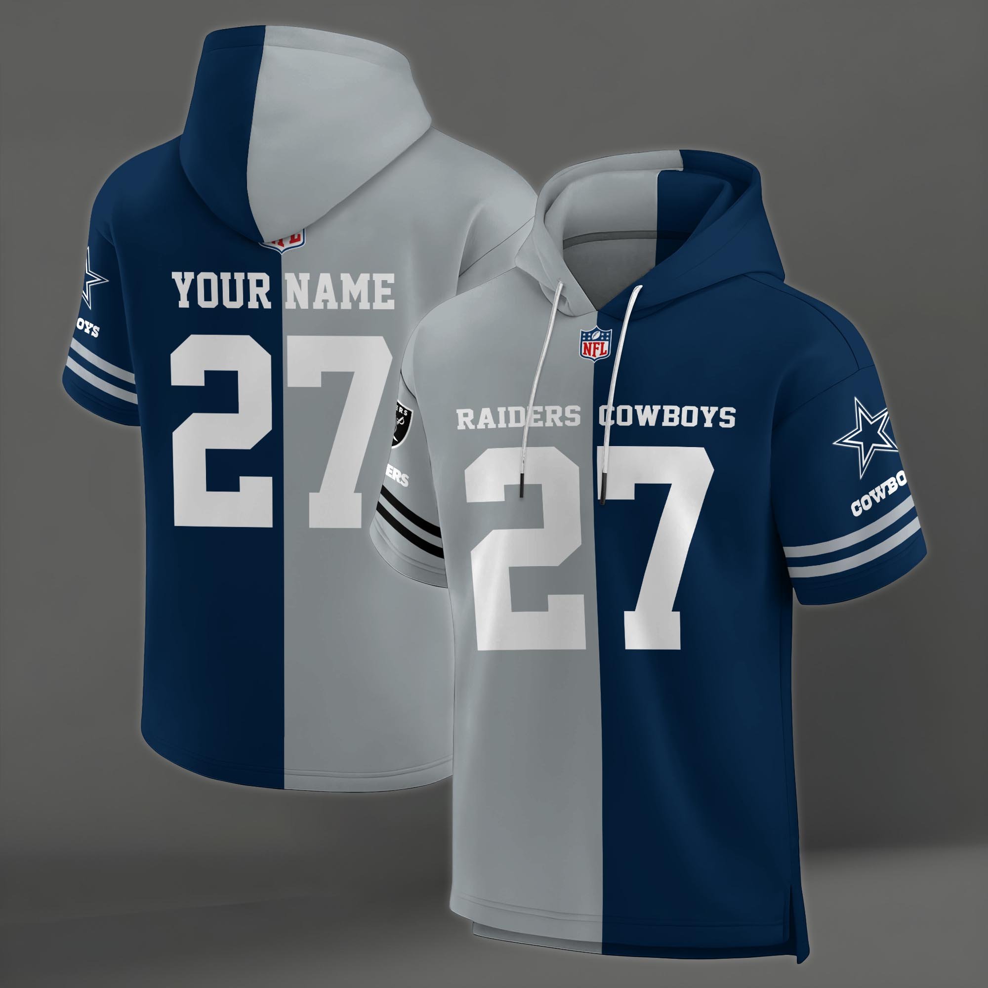 Alternative view of Las Vegas Raiders House Divided Hoodie Custom Name, Number And Team, Hoodie For Football Fans EHIVM-04141795