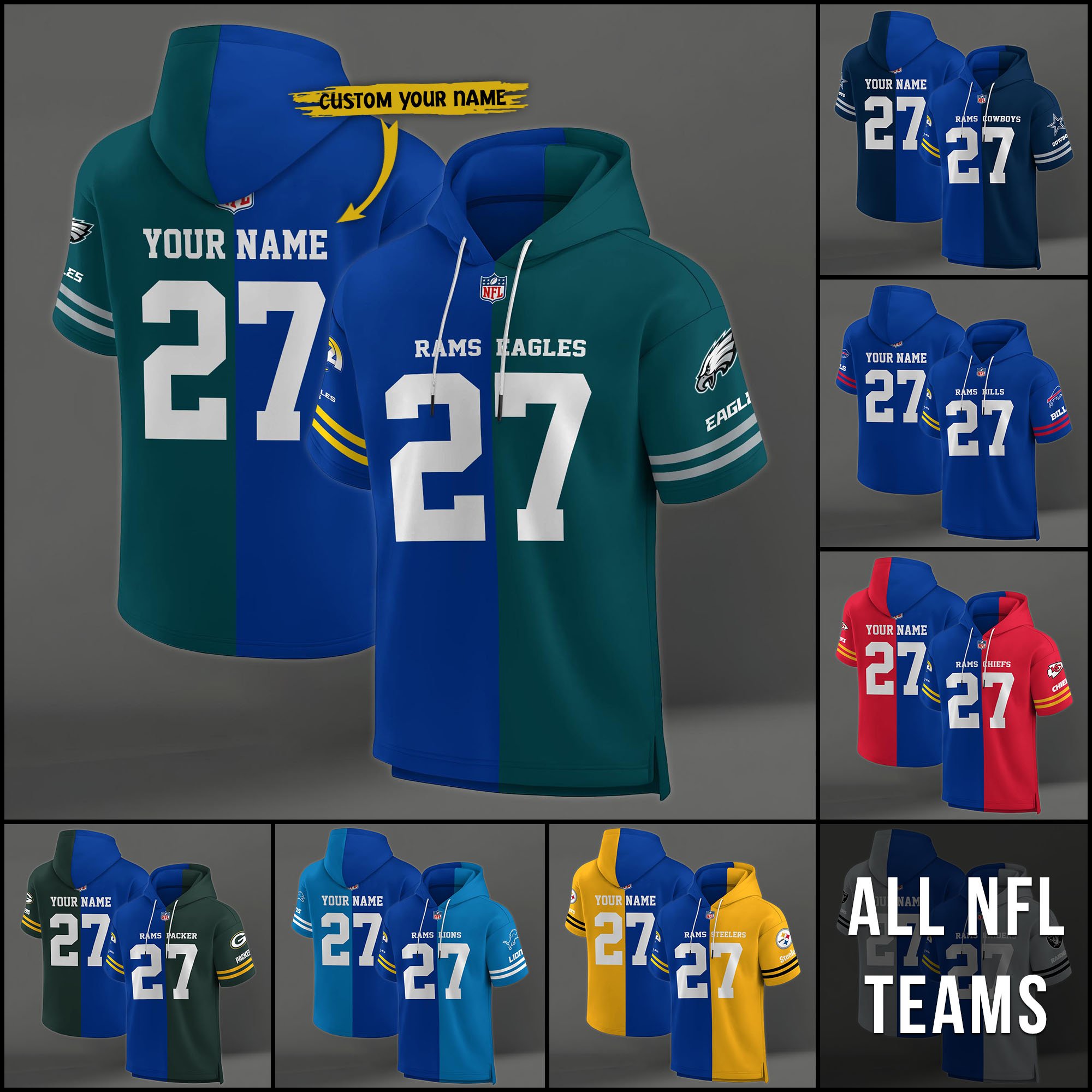 Los Angeles Rams House Divided Hoodie Custom Name, Number And Team, Hoodie For Football Fans EHIVM-04141795