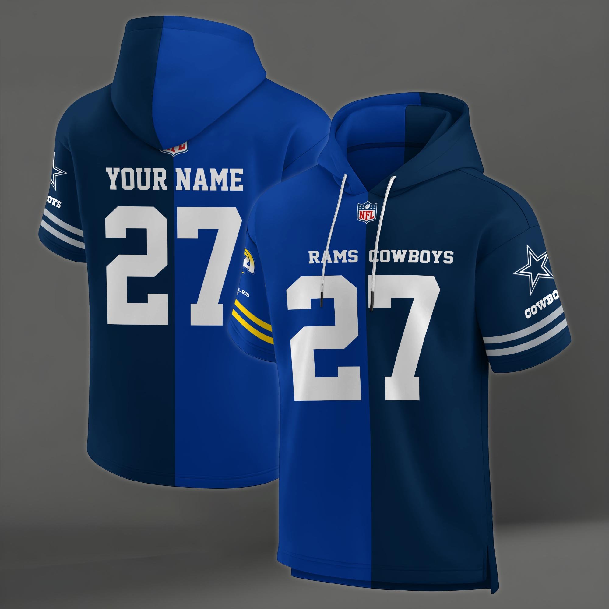 Alternative view of Los Angeles Rams House Divided Hoodie Custom Name, Number And Team, Hoodie For Football Fans EHIVM-04141795