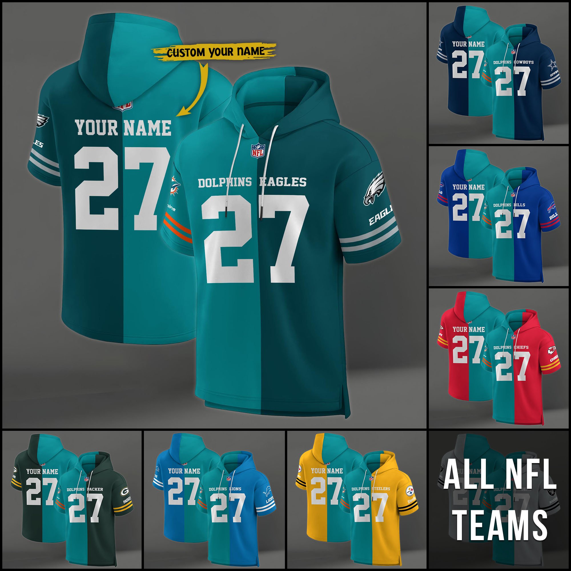 Miami Dolphins House Divided Hoodie Custom Name, Number And Team, Hoodie For Football Fans EHIVM-04141795