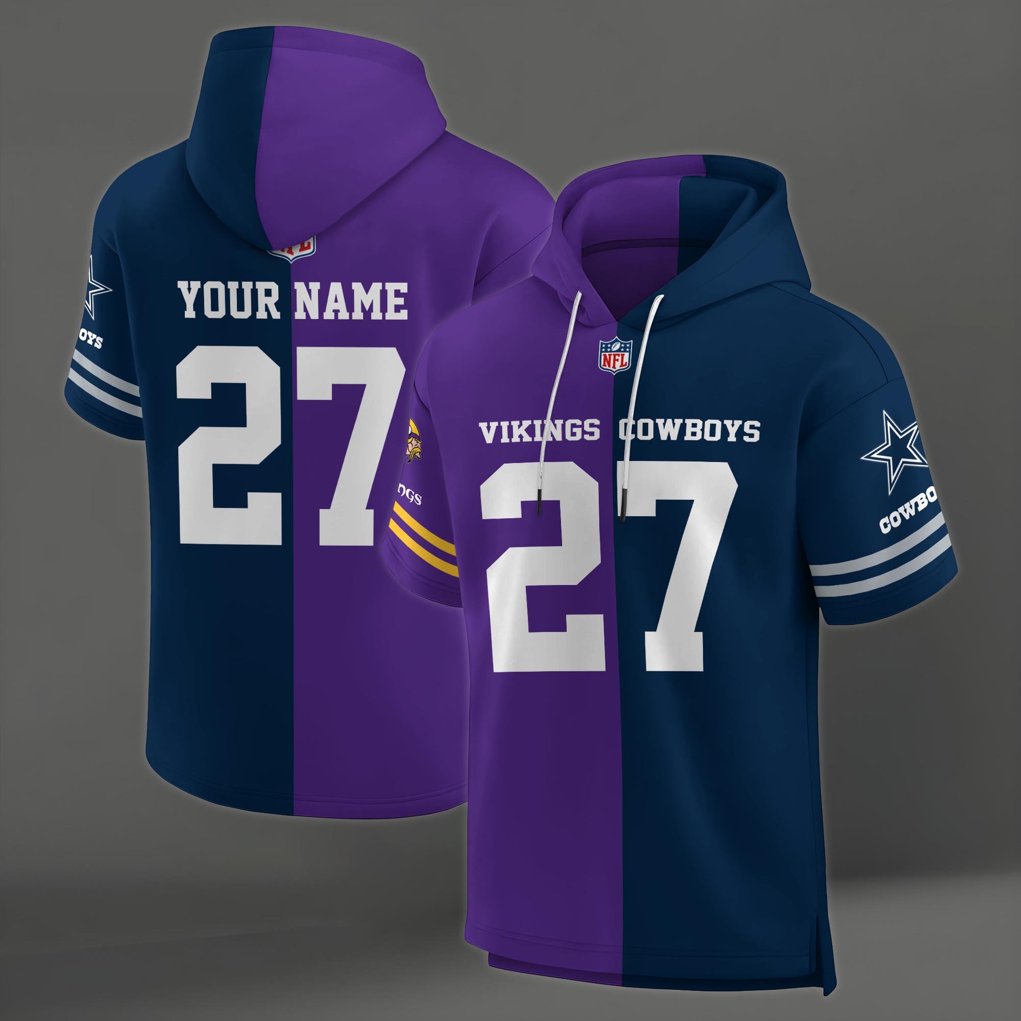 Alternative view of Minnesota Vikings House Divided Hoodie Custom Name, Number And Team, Hoodie For Football Fans EHIVM-04141795