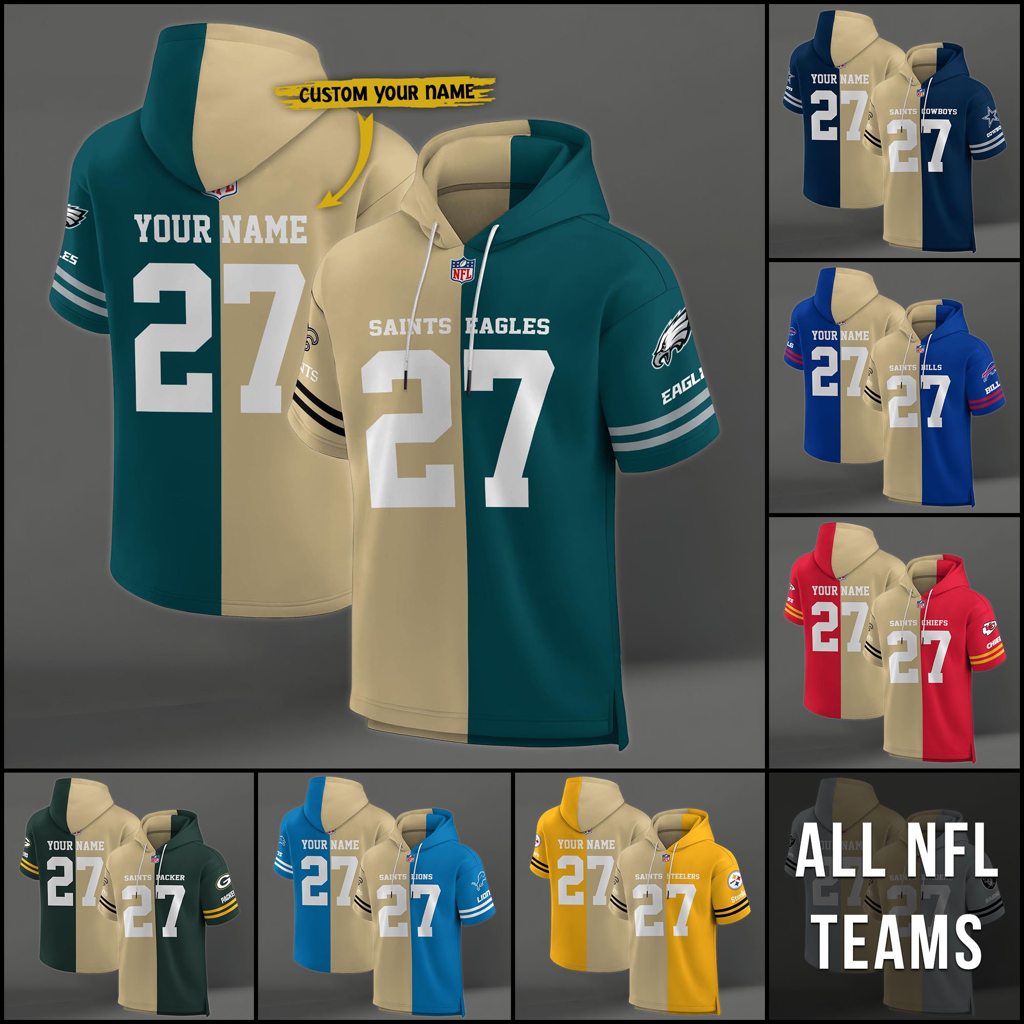 New Orleans Saints House Divided Hoodie Custom Name, Number And Team, Hoodie For Football Fans EHIVM-04141795
