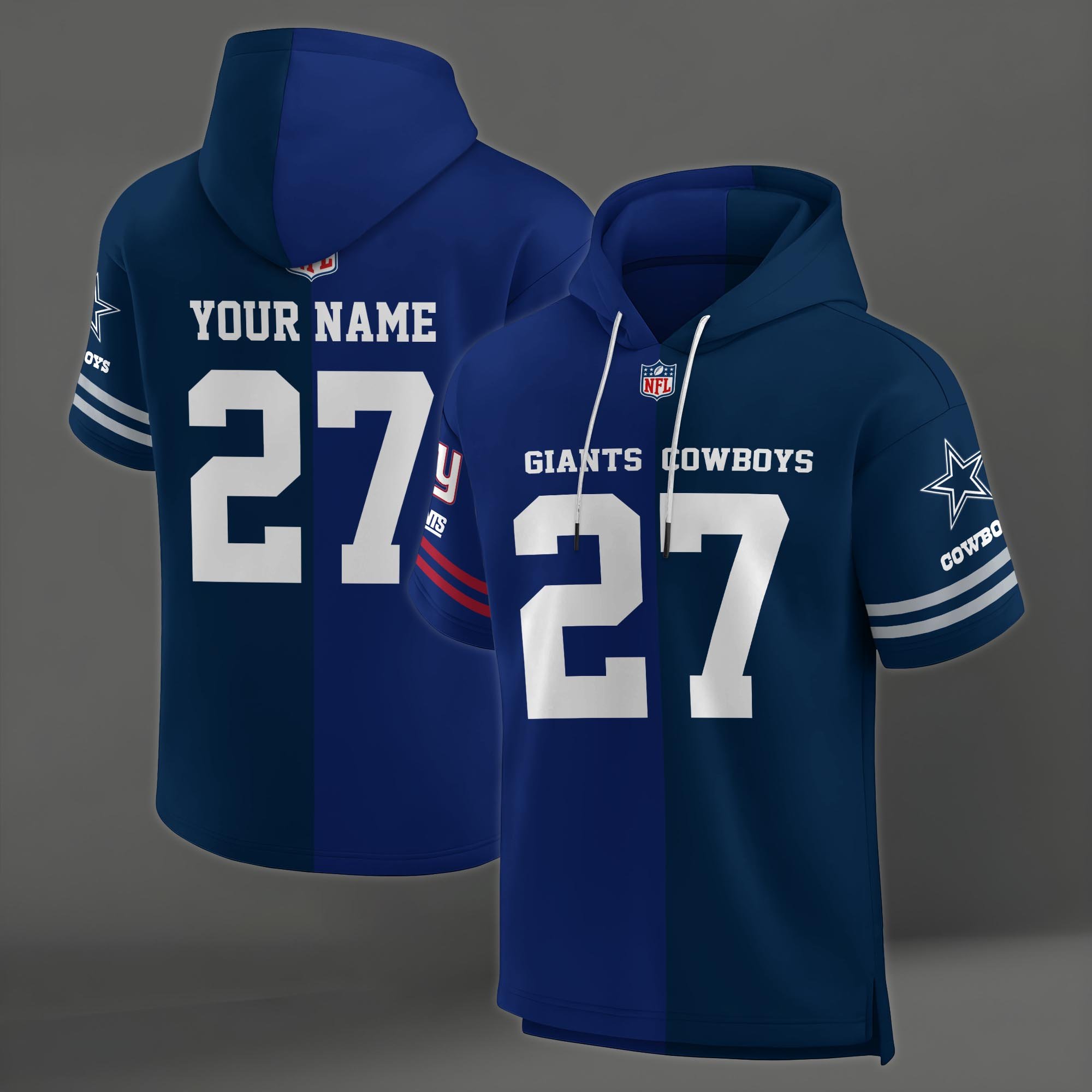 Alternative view of New York Giants House Divided Hoodie Custom Name, Number And Team, Hoodie For Football Fans EHIVM-04141795
