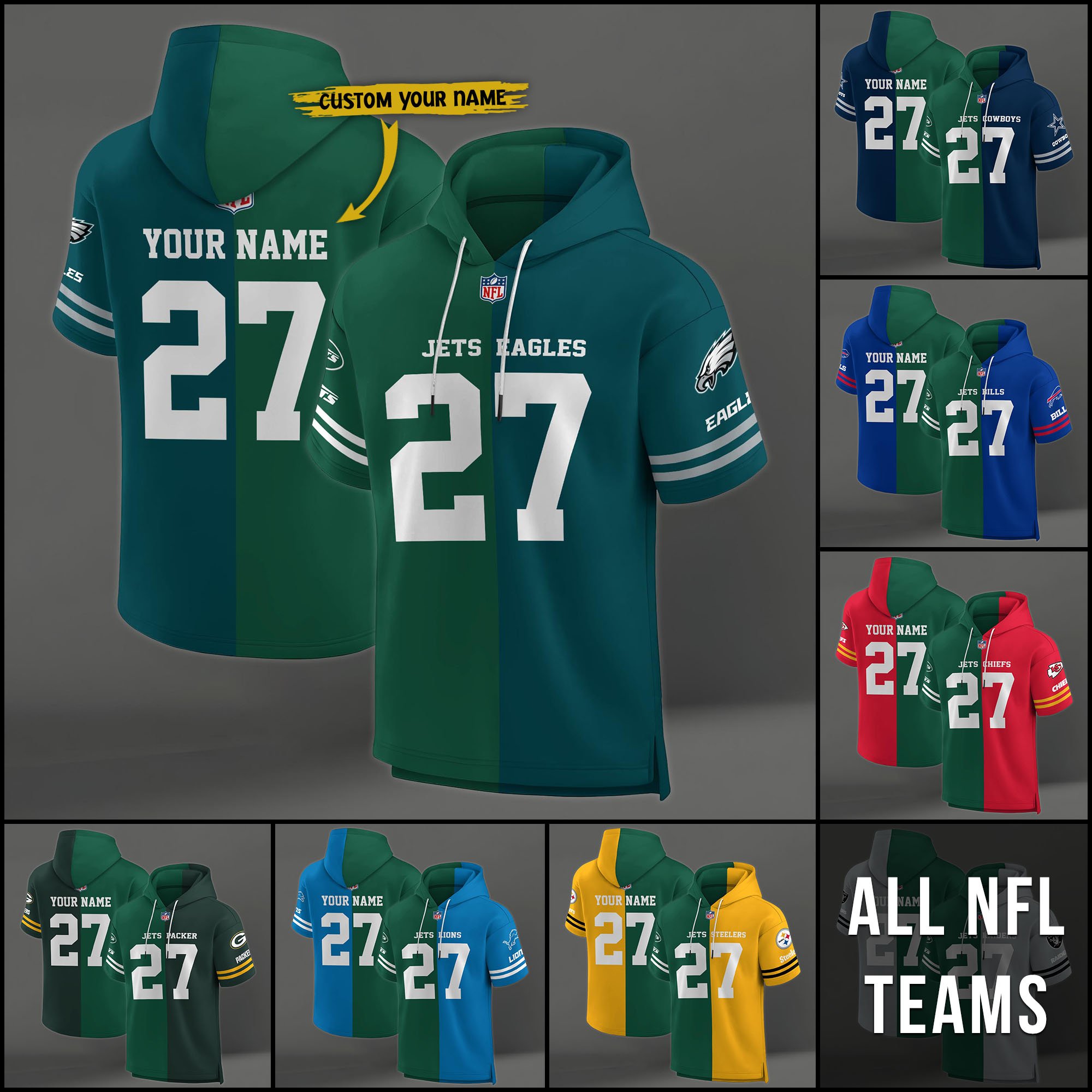 New York Jets House Divided Hoodie Custom Name, Number And Team, Hoodie For Football Fans EHIVM-04141795
